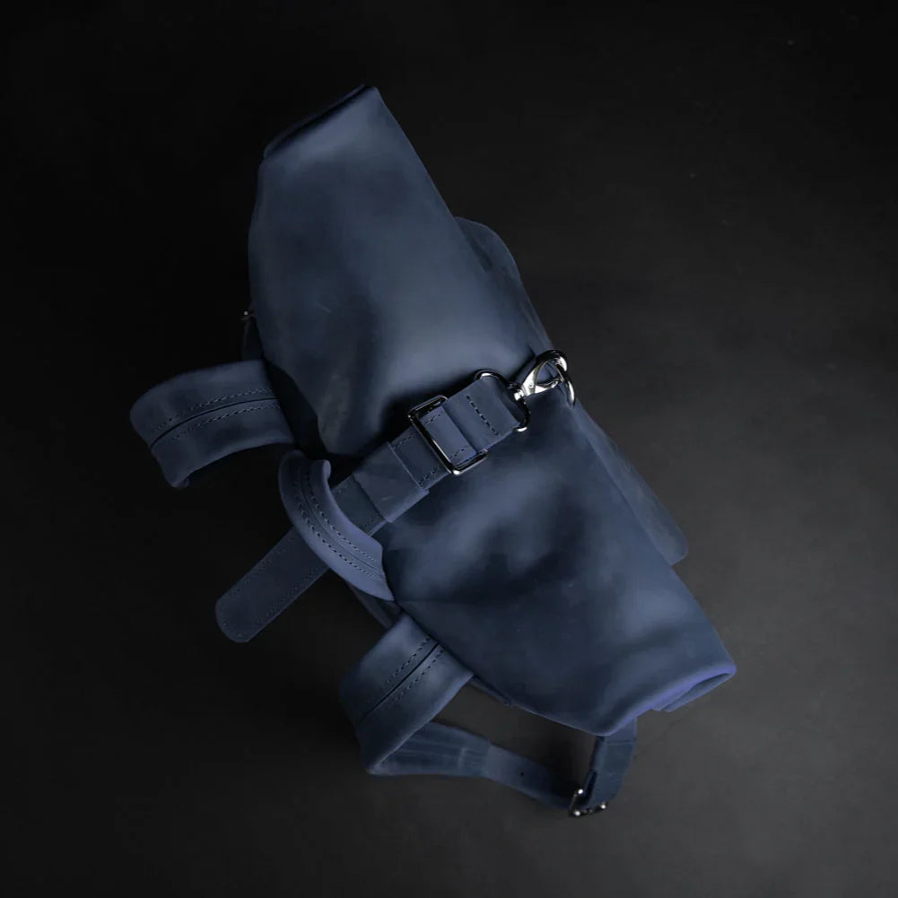 Matte Leather Roll Top Backpack