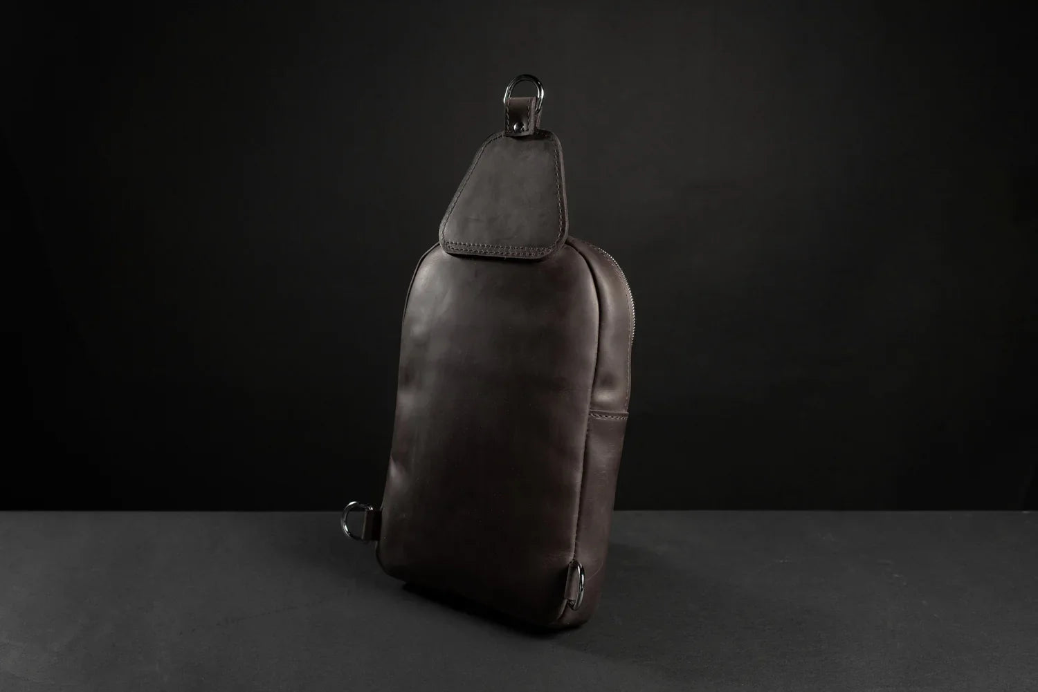 Matte Waxed Leather Sling Bag – Slim Crossbody & Semi-Backpack