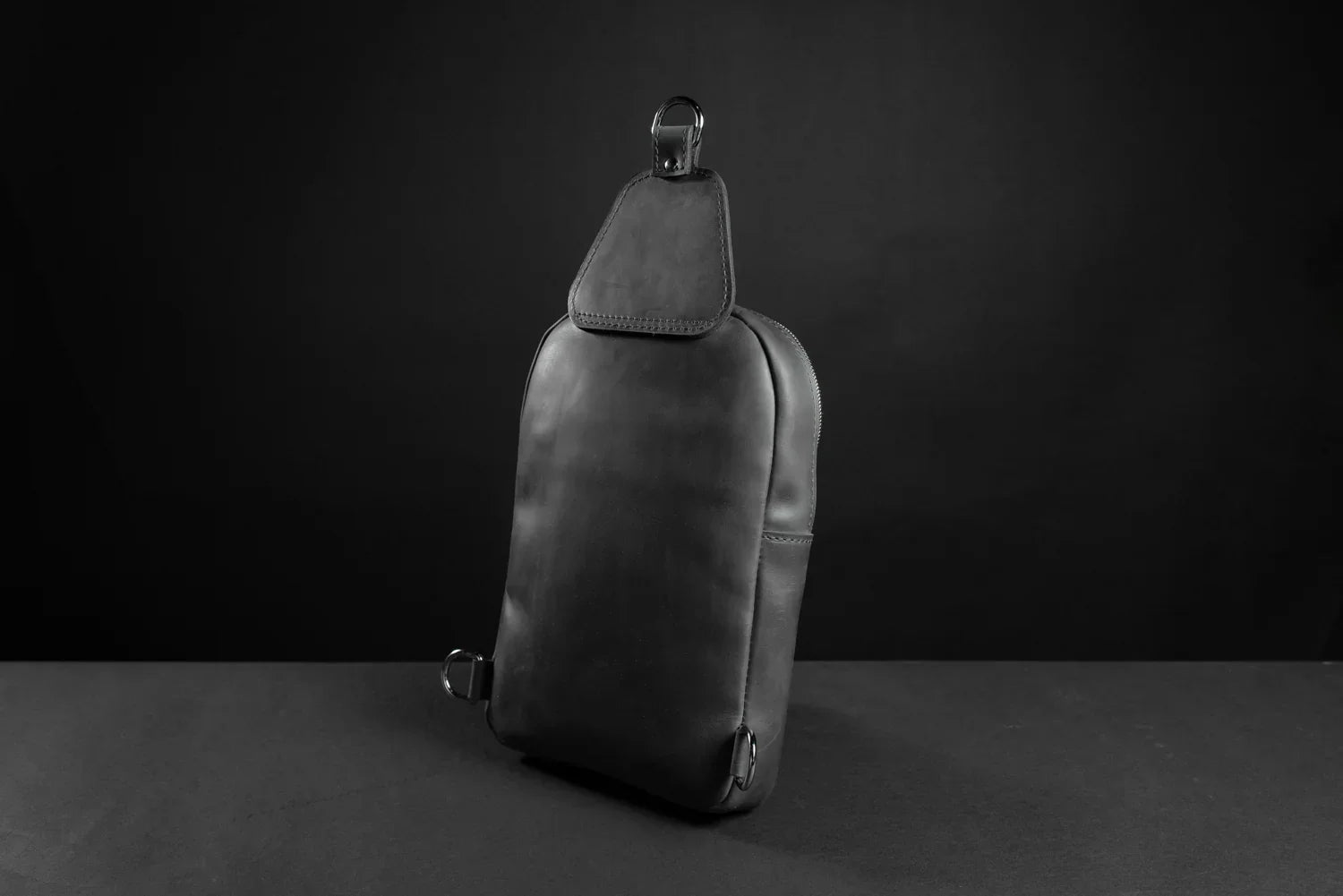 Matte Waxed Leather Sling Bag – Slim Crossbody & Semi-Backpack