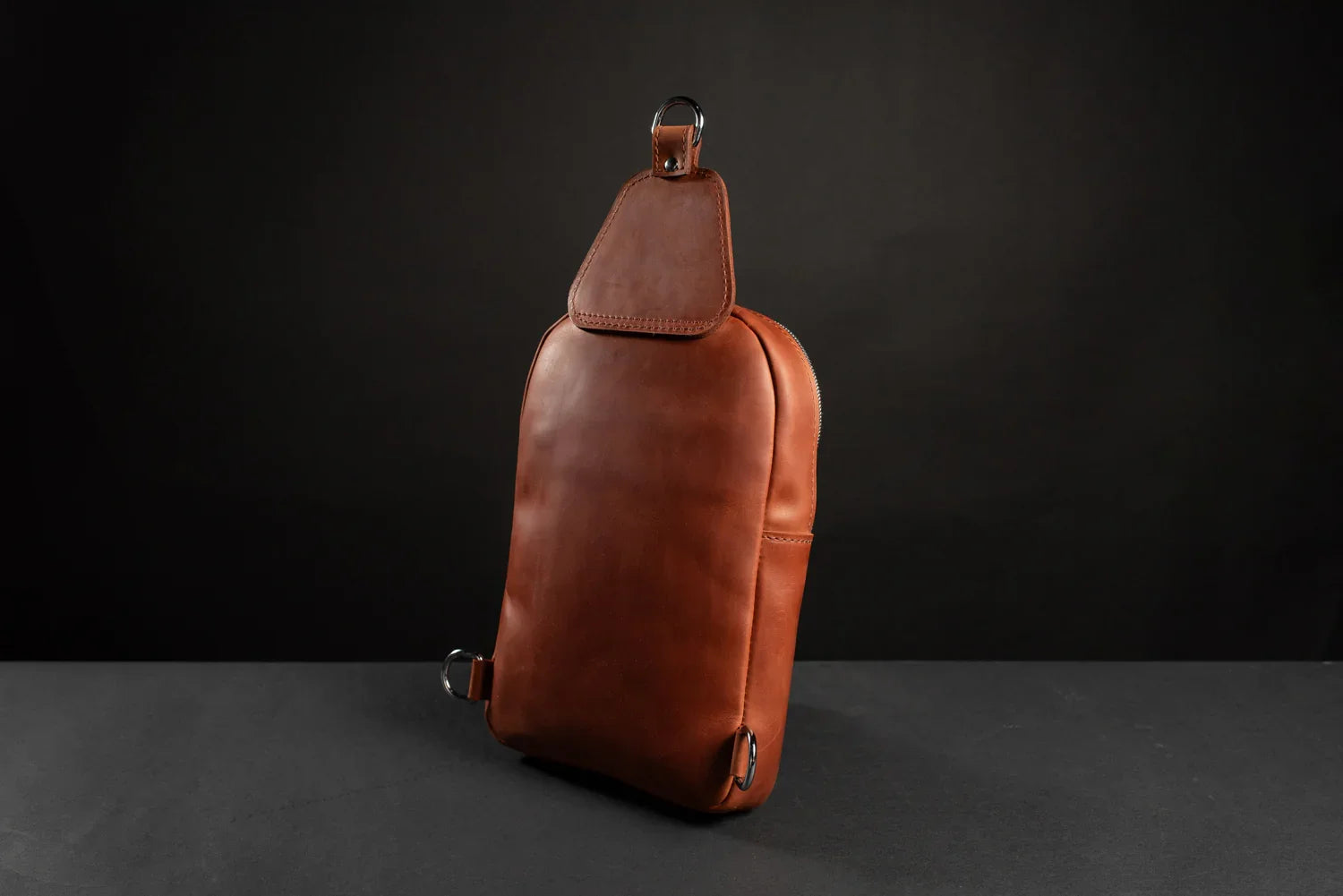 Matte Waxed Leather Sling Bag – Slim Crossbody & Semi-Backpack