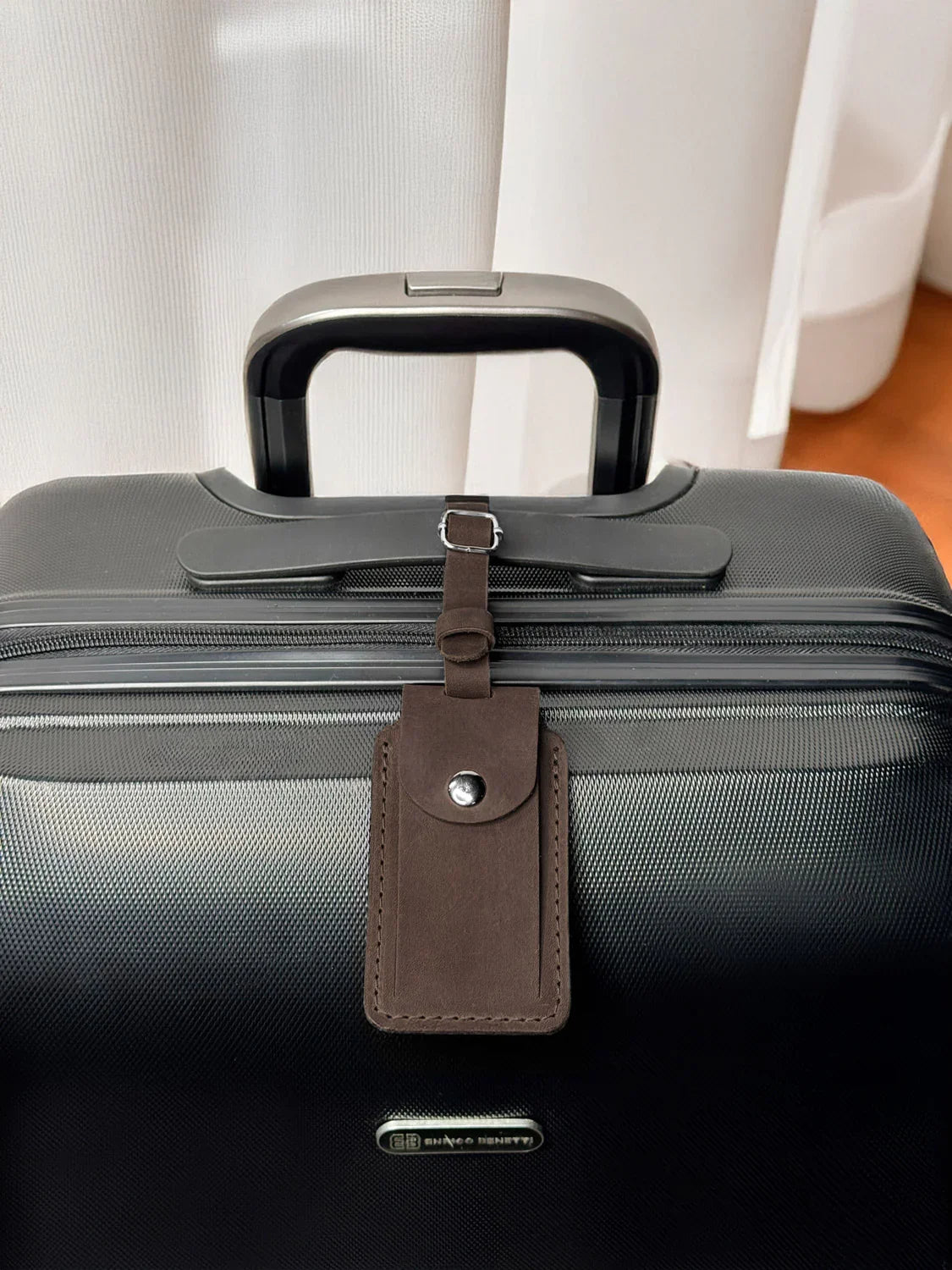 Matte Leather Luggage Tag with Pocket Travel Accessory