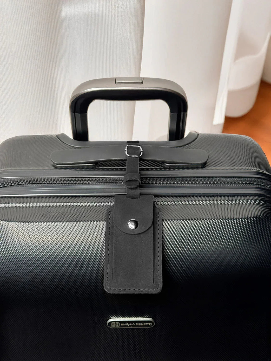 Matte Leather Luggage Tag with Pocket Travel Accessory