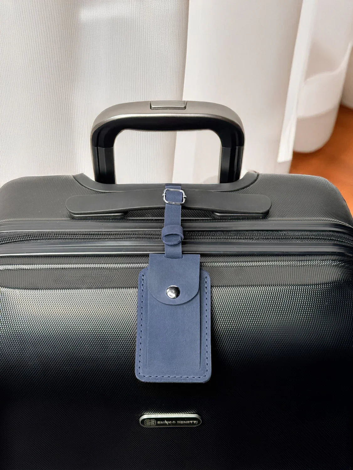 Matte Leather Luggage Tag with Pocket Travel Accessory