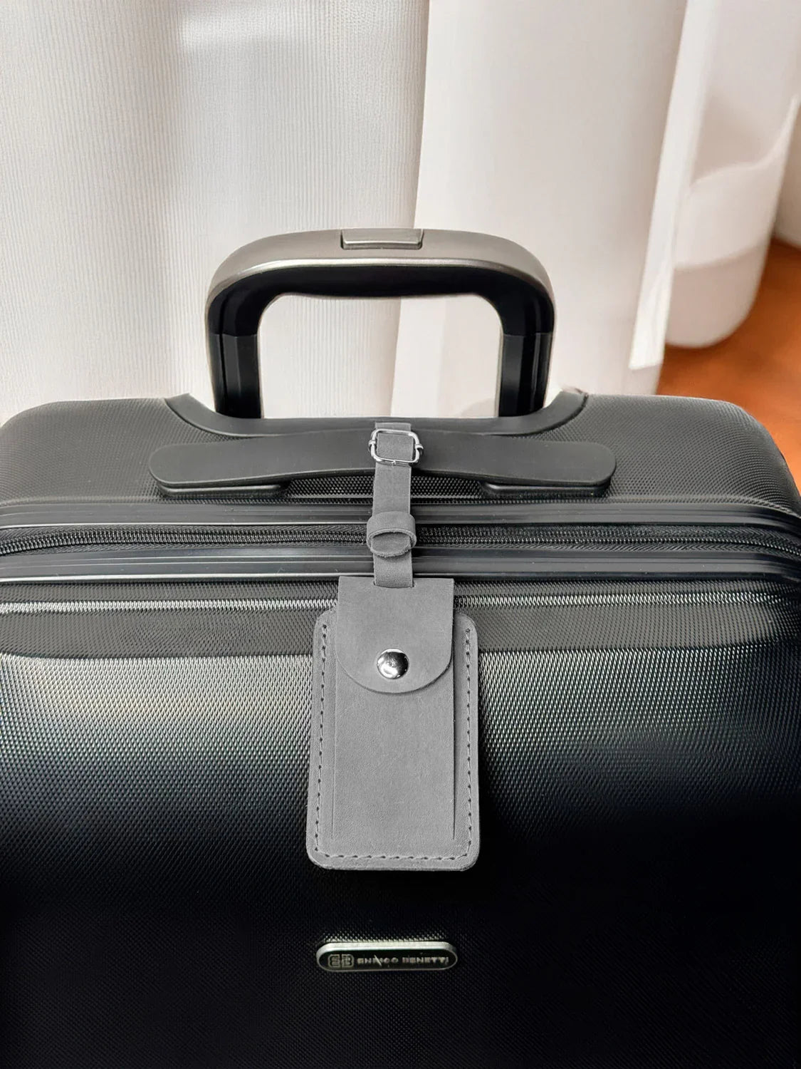 Matte Leather Luggage Tag with Pocket Travel Accessory