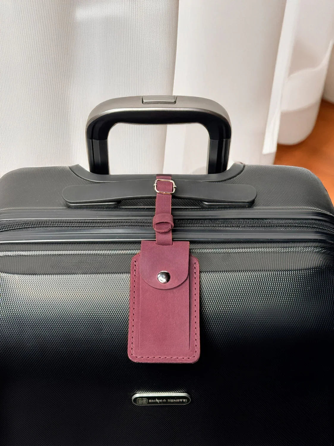 Matte Leather Luggage Tag with Pocket Travel Accessory