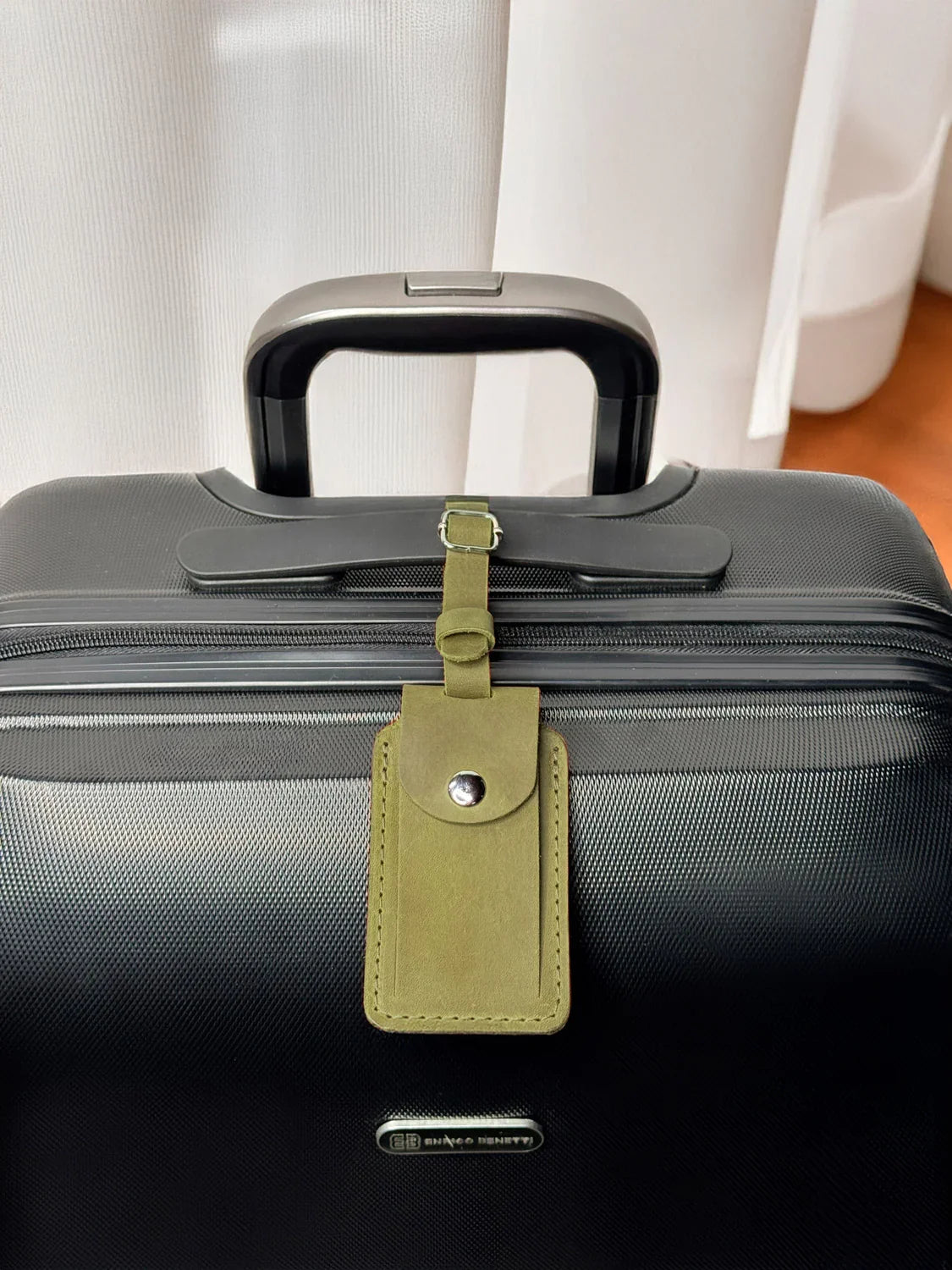Matte Leather Luggage Tag with Pocket Travel Accessory