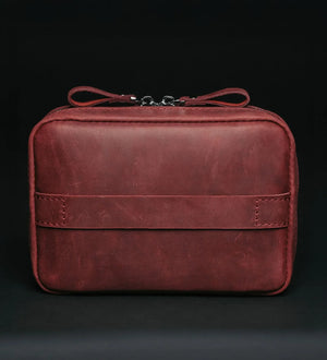 Distressed Leather Tech Organizer with Zipper | Tech & Cable Case