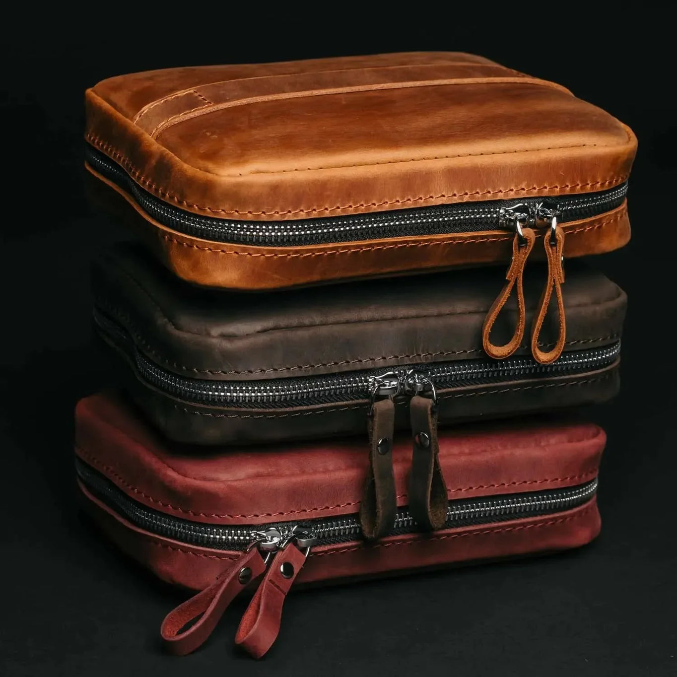 Distressed Leather Tech Organizer with Zipper | Tech & Cable Case