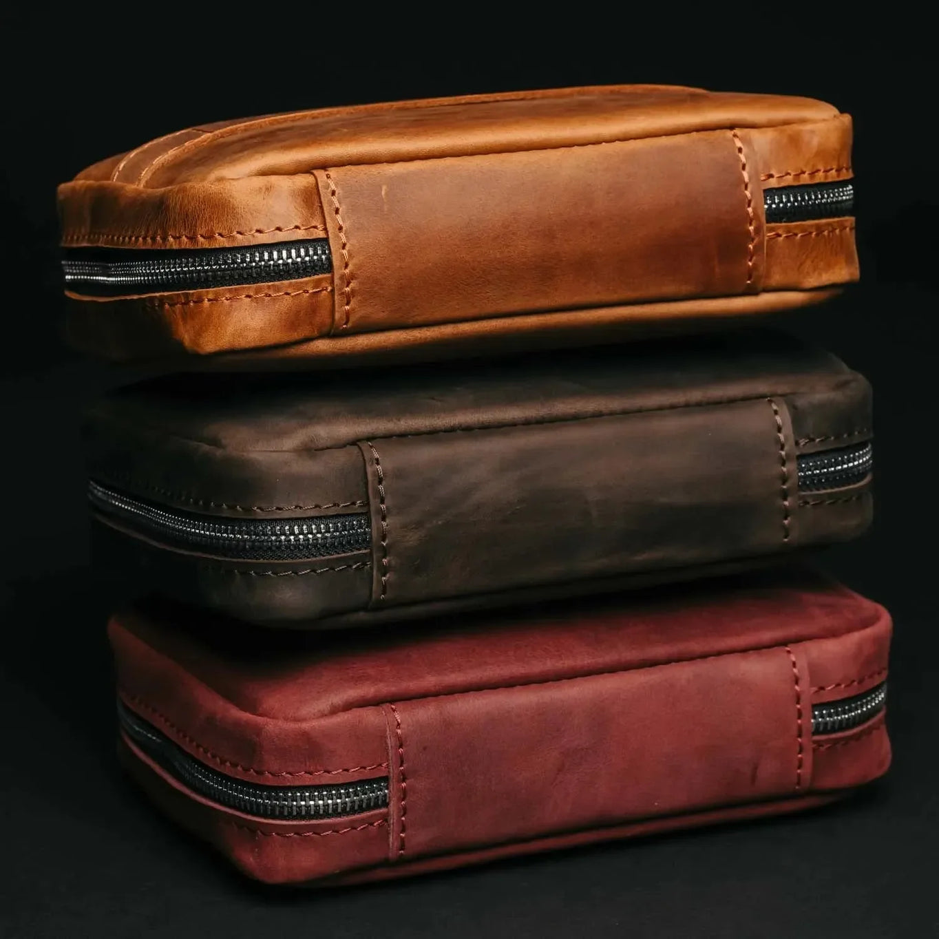 Distressed Leather Tech Organizer with Zipper | Tech & Cable Case