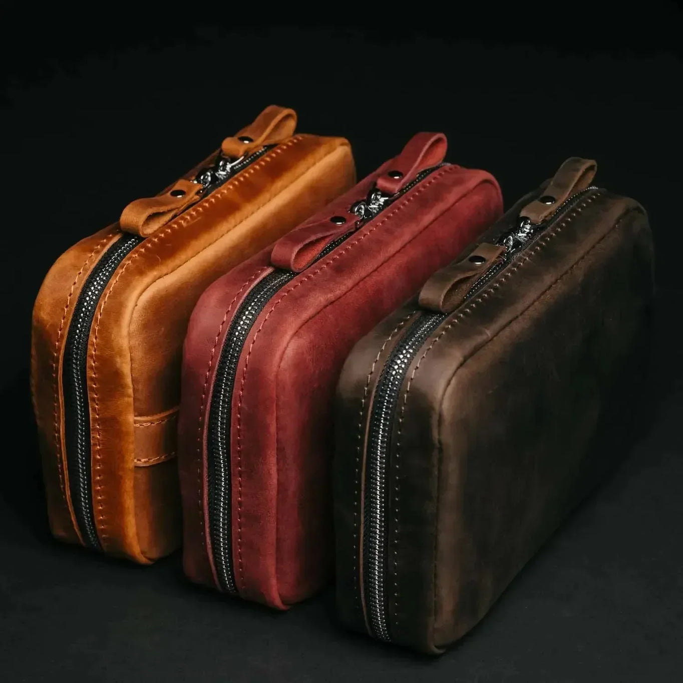 Distressed Leather Tech Organizer with Zipper | Tech & Cable Case