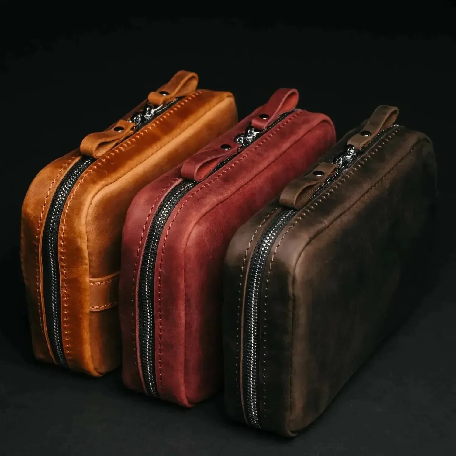 Distressed Leather Tech Organizer with Zipper | Tech & Cable Case