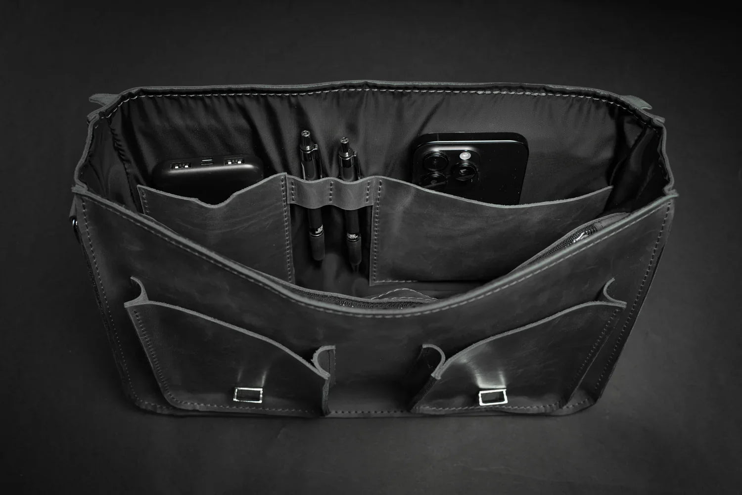 Waxed Matte Leather Satchel Bag | Barrister