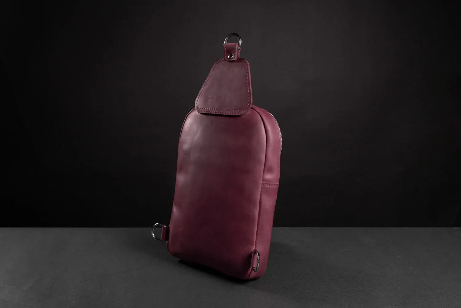 Matte Waxed Leather Sling Bag – Slim Crossbody & Semi-Backpack
