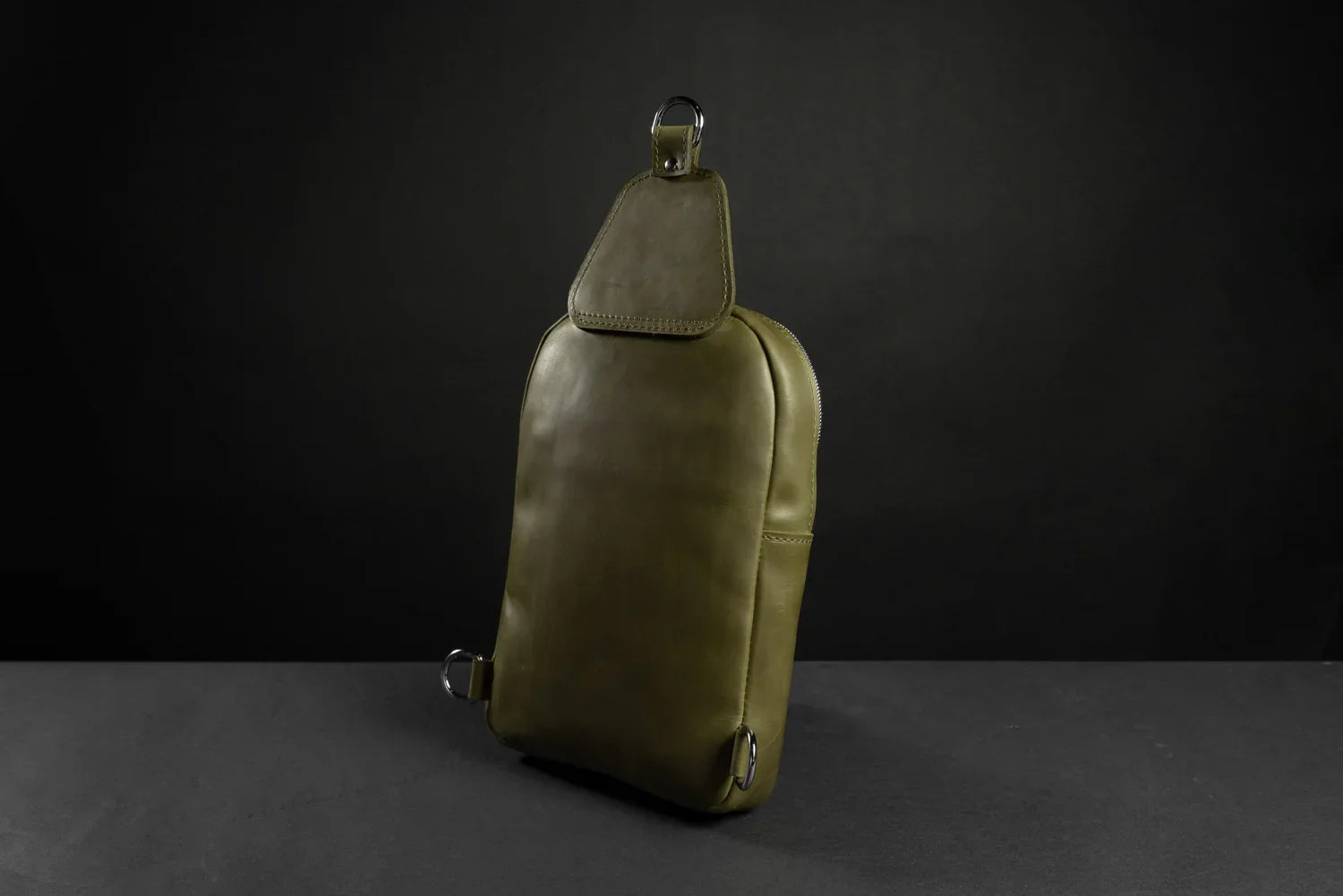 Matte Waxed Leather Sling Bag – Slim Crossbody & Semi-Backpack