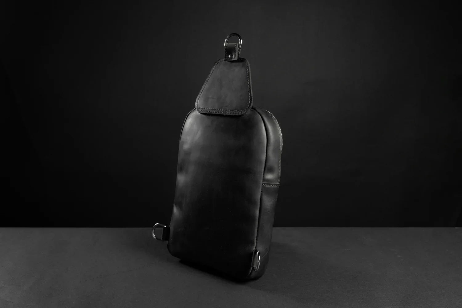 Matte Waxed Leather Sling Bag – Slim Crossbody & Semi-Backpack