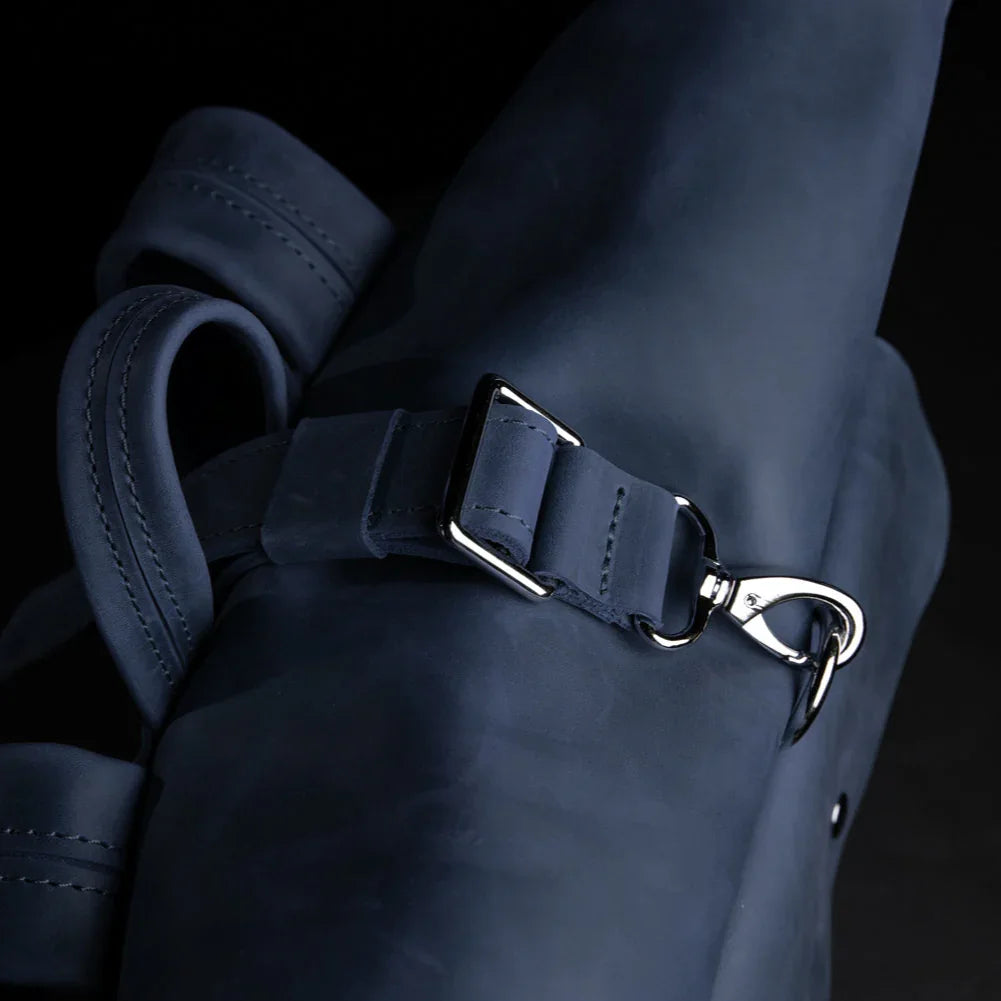 Matte Leather Roll Top Backpack