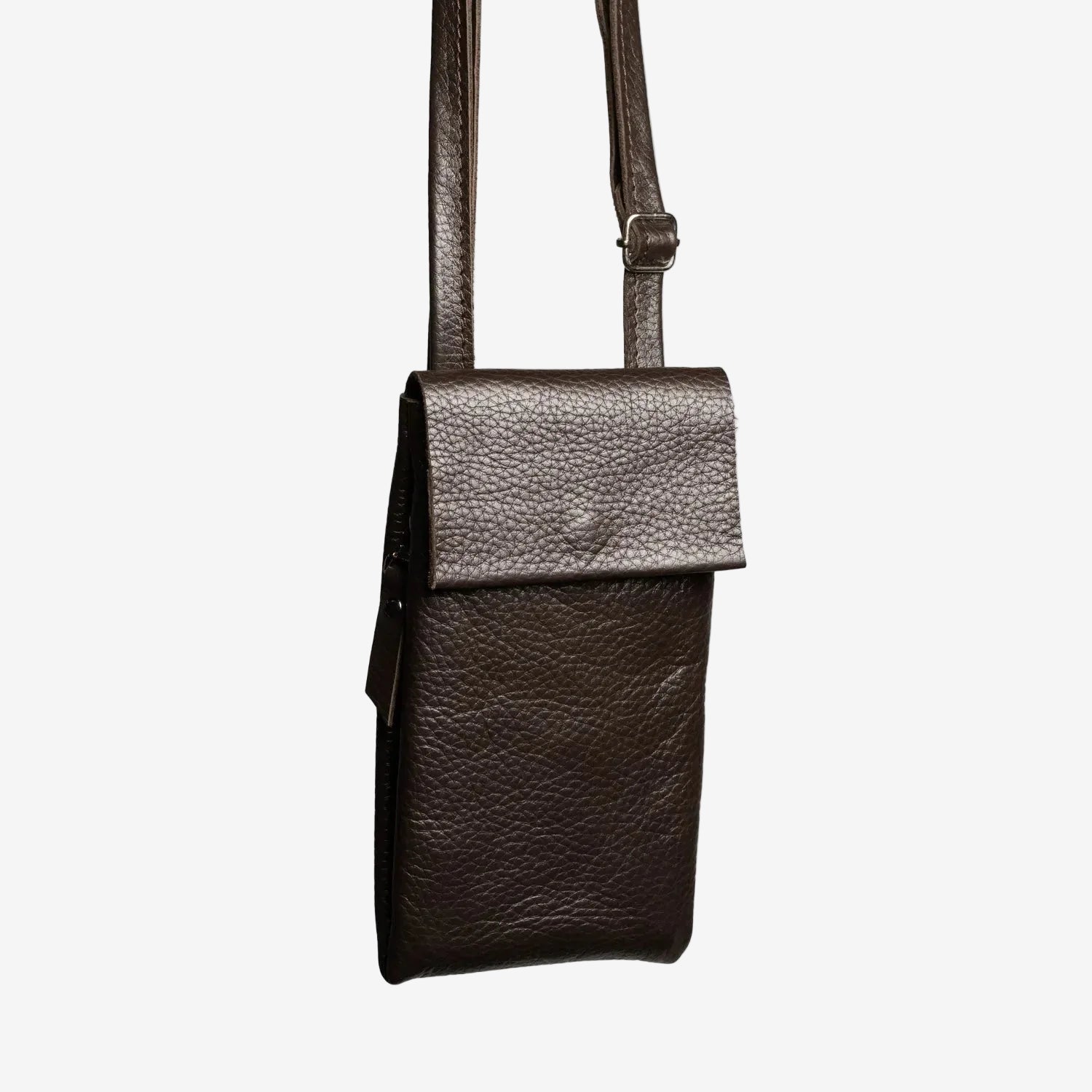 Minimalist Phone Pouch – Grainy Leather Crossbody Bag