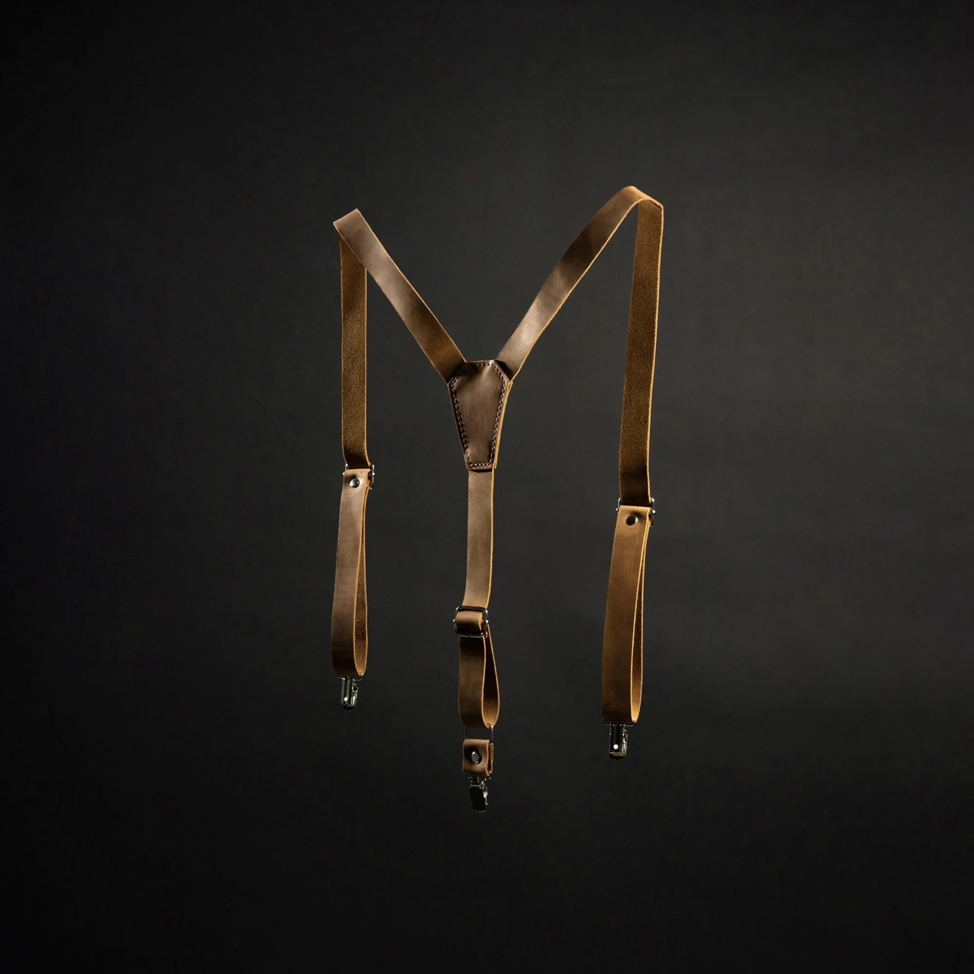 Y-Back Matte Leather Suspenders for Men – Rustic Style