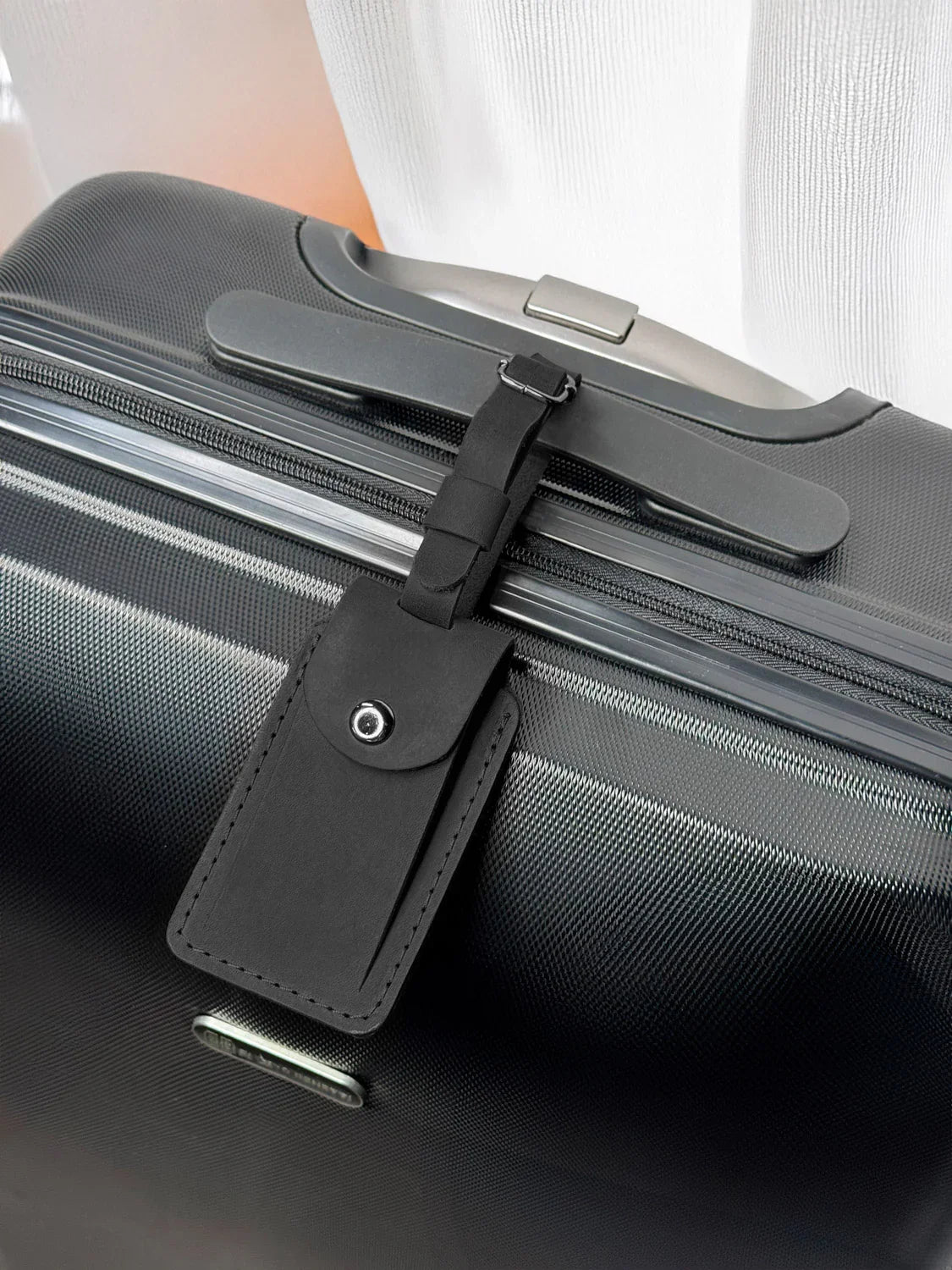 Matte Leather Luggage Tag with Pocket Travel Accessory