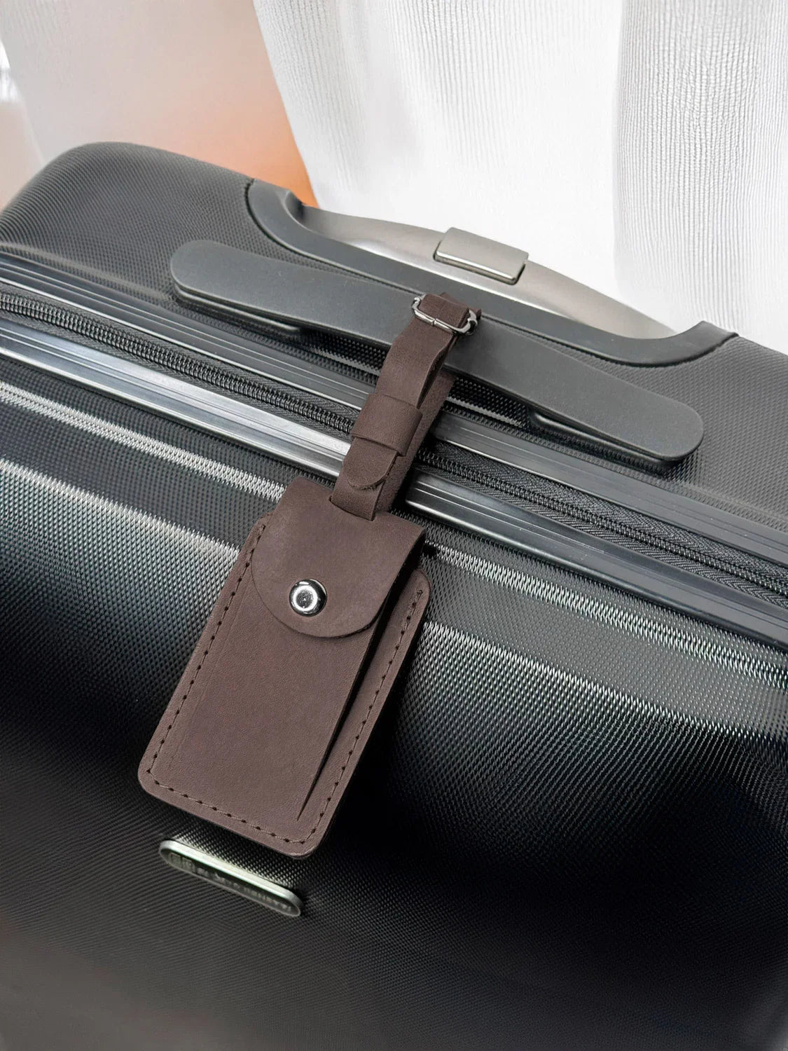 Matte Leather Luggage Tag with Pocket Travel Accessory