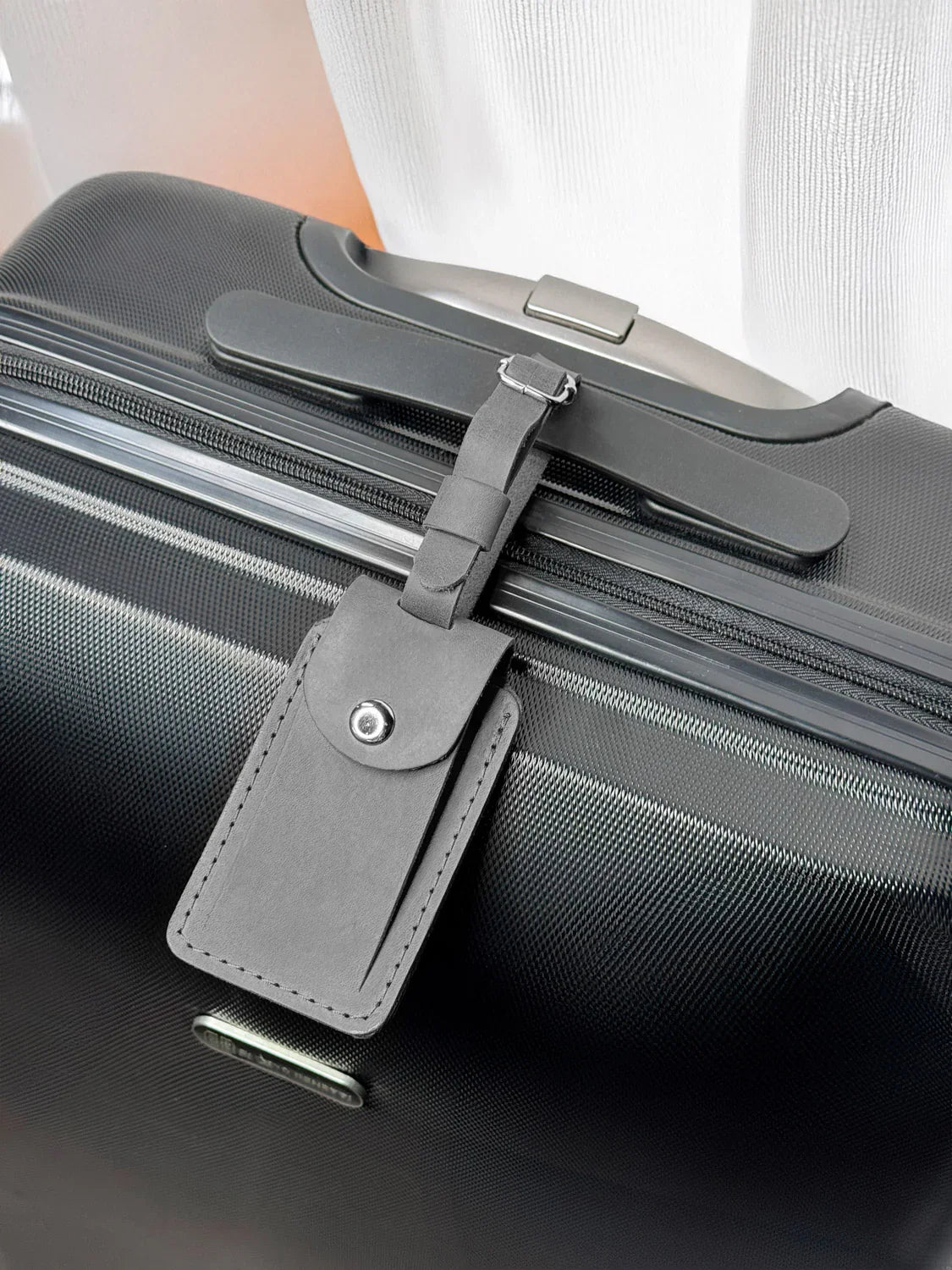 Matte Leather Luggage Tag with Pocket Travel Accessory