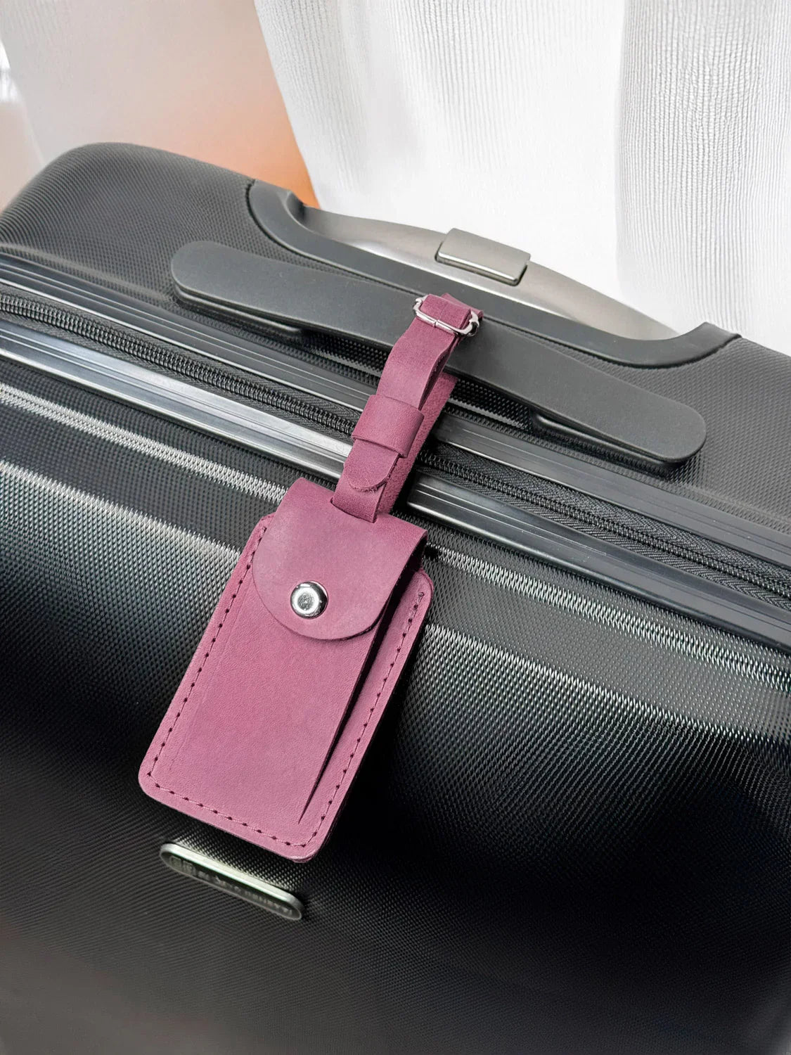 Matte Leather Luggage Tag with Pocket Travel Accessory