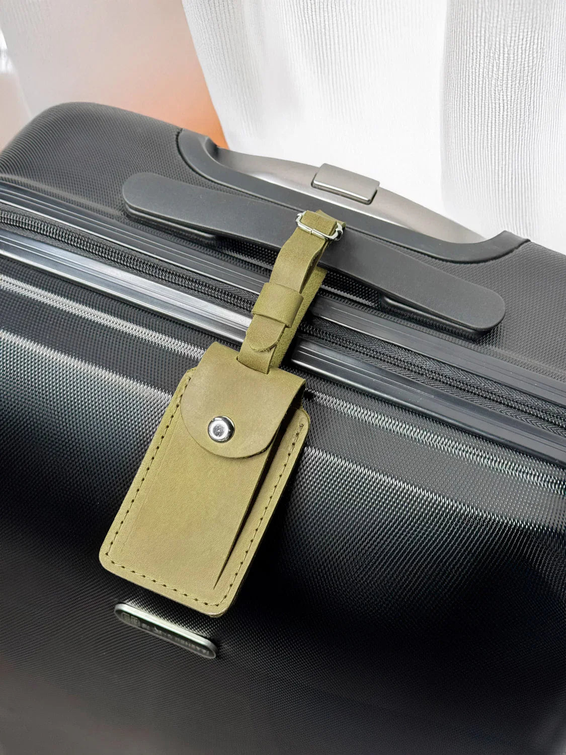 Matte Leather Luggage Tag with Pocket Travel Accessory