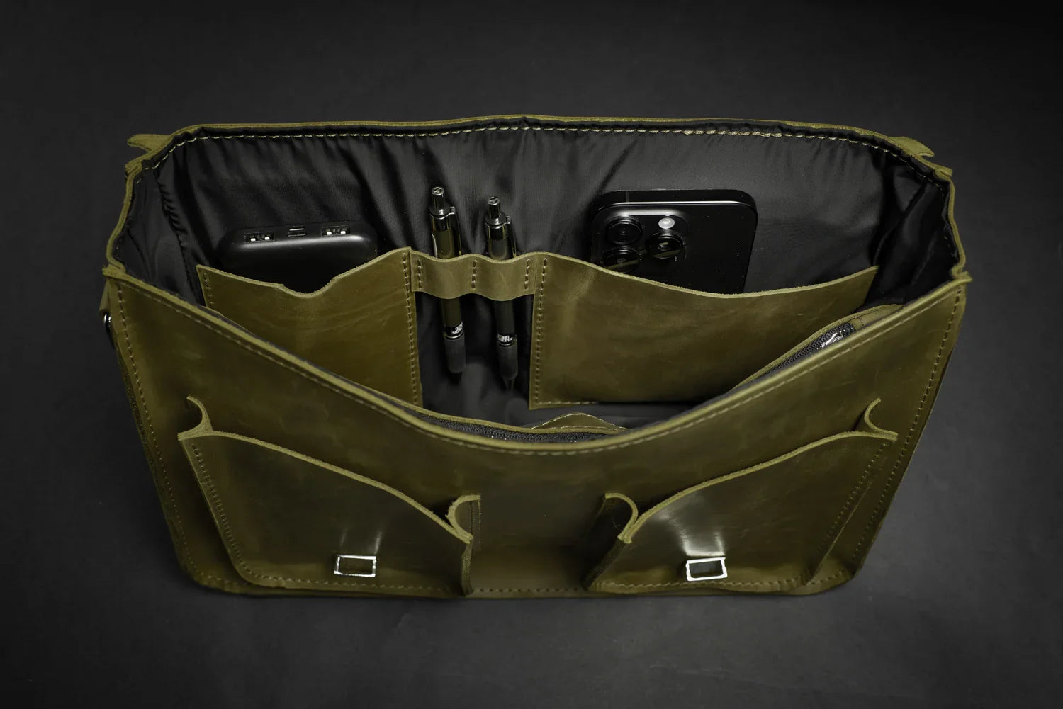 Waxed Matte Leather Satchel Bag | Barrister
