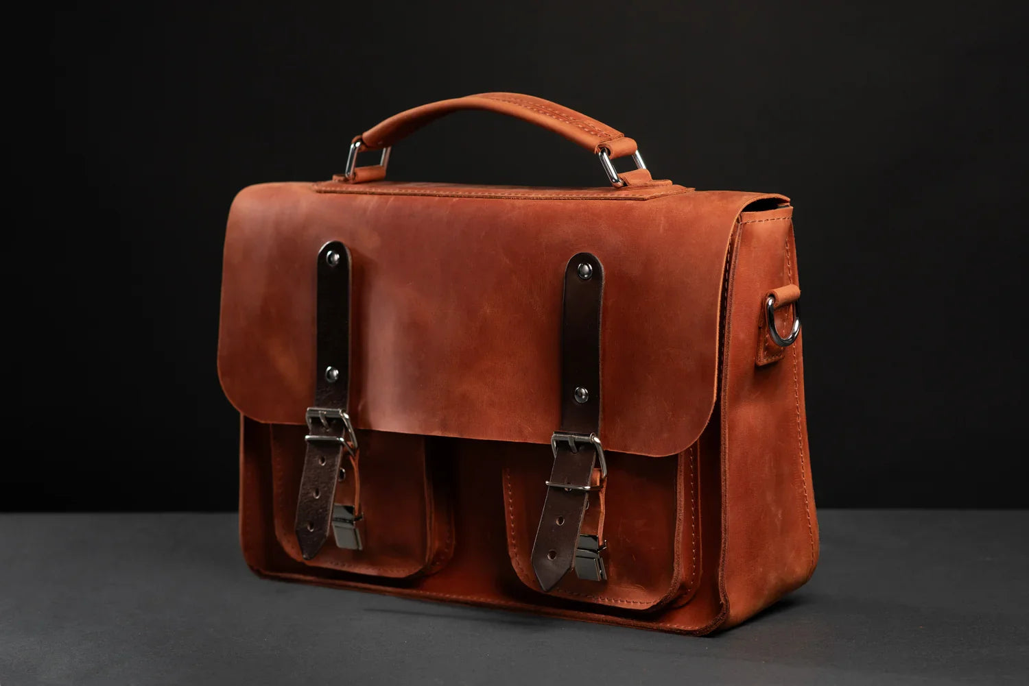 Waxed Matte Leather Satchel Bag | Barrister