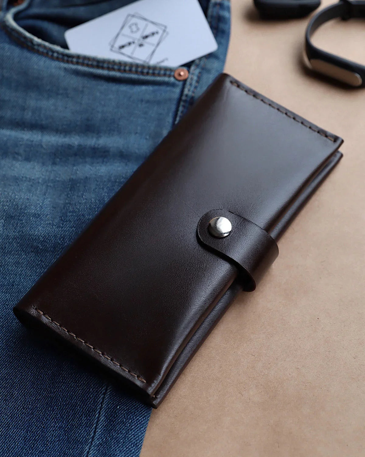 Classic Long Wallet β Smooth Leather & Snap Button