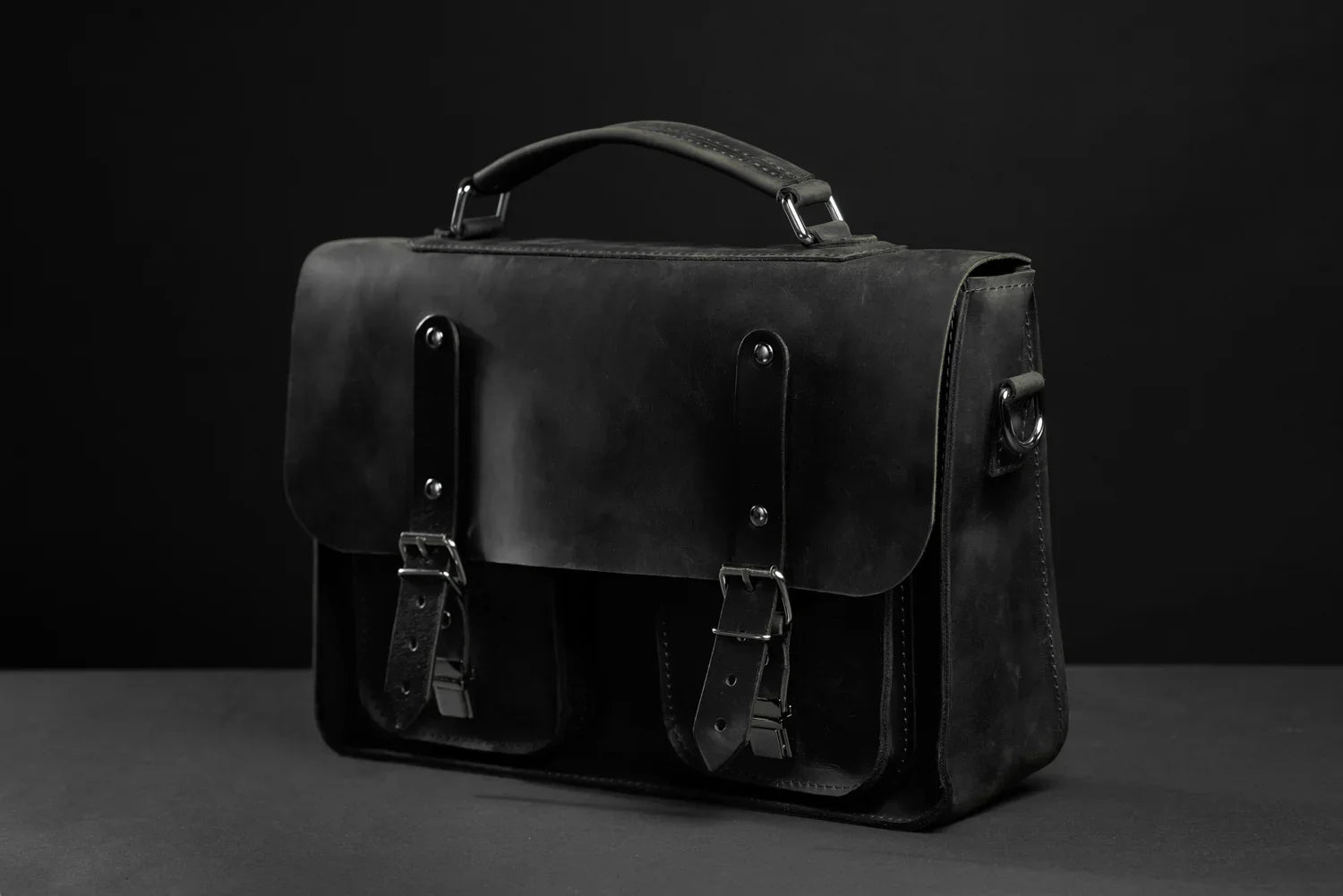 Waxed Matte Leather Satchel Bag | Barrister