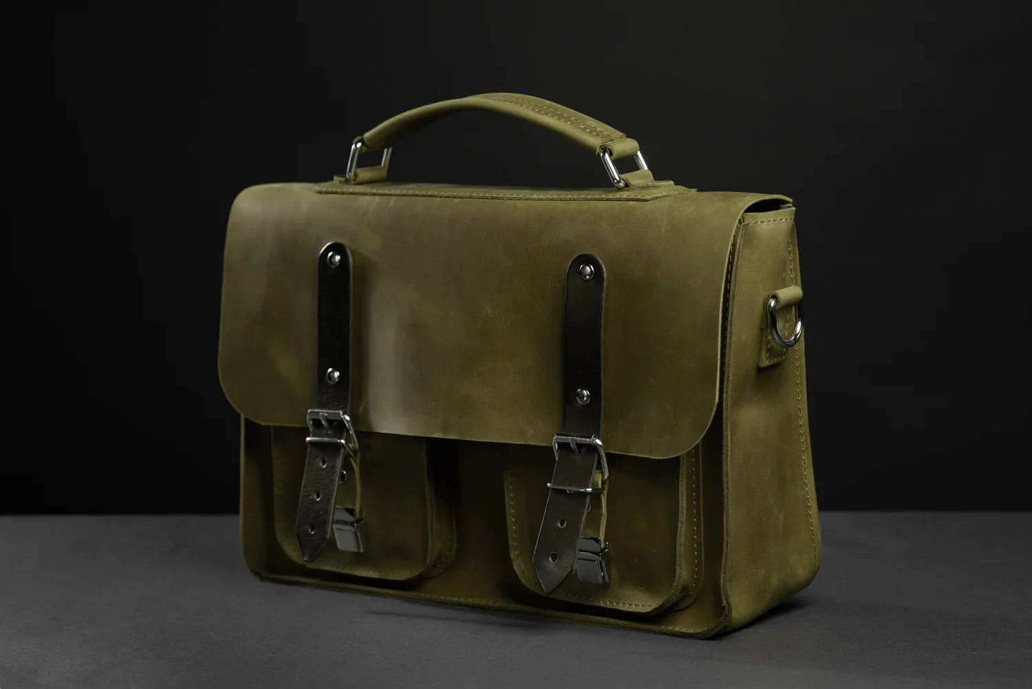 Waxed Matte Leather Satchel Bag | Barrister