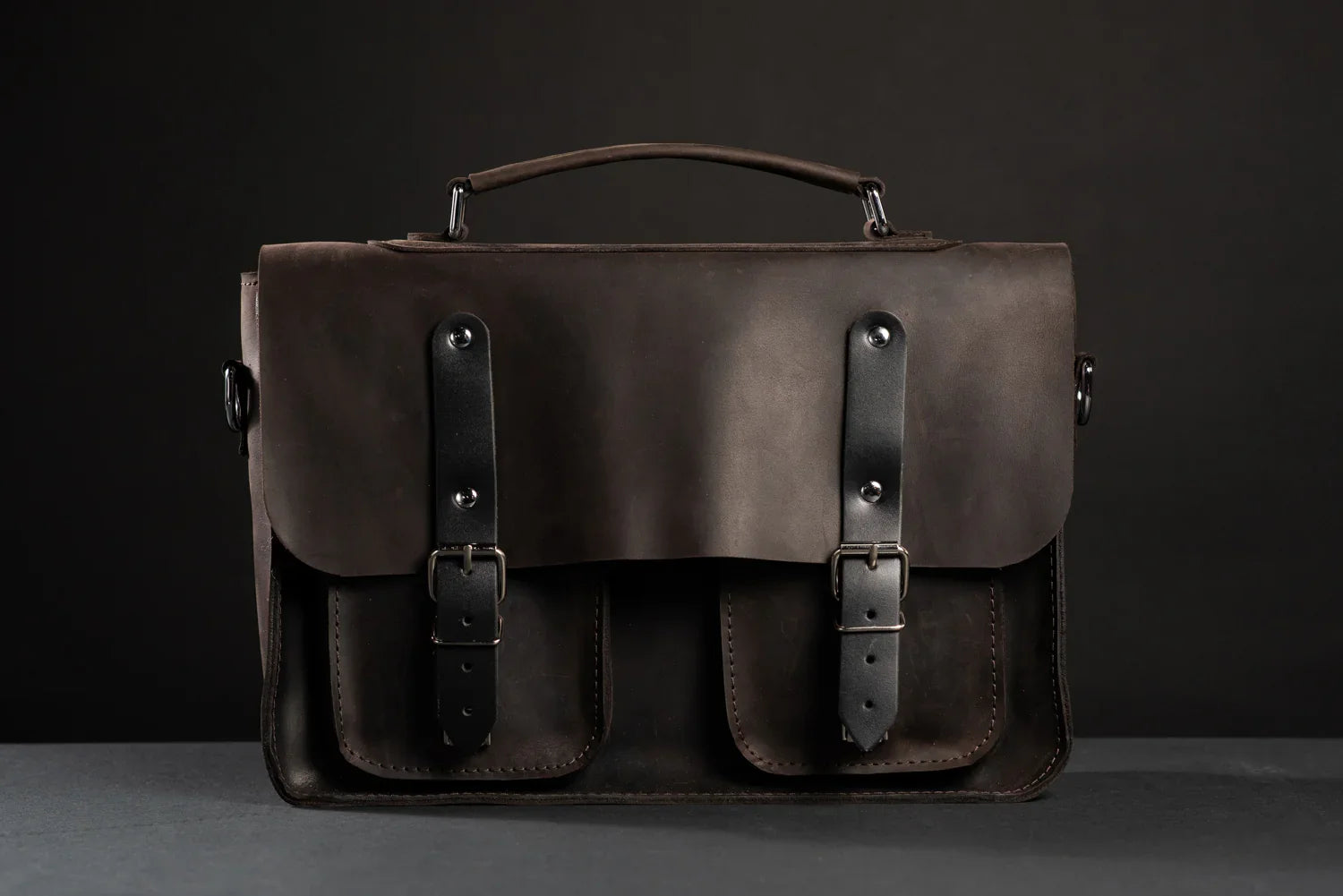 Waxed Matte Leather Satchel Bag | Barrister