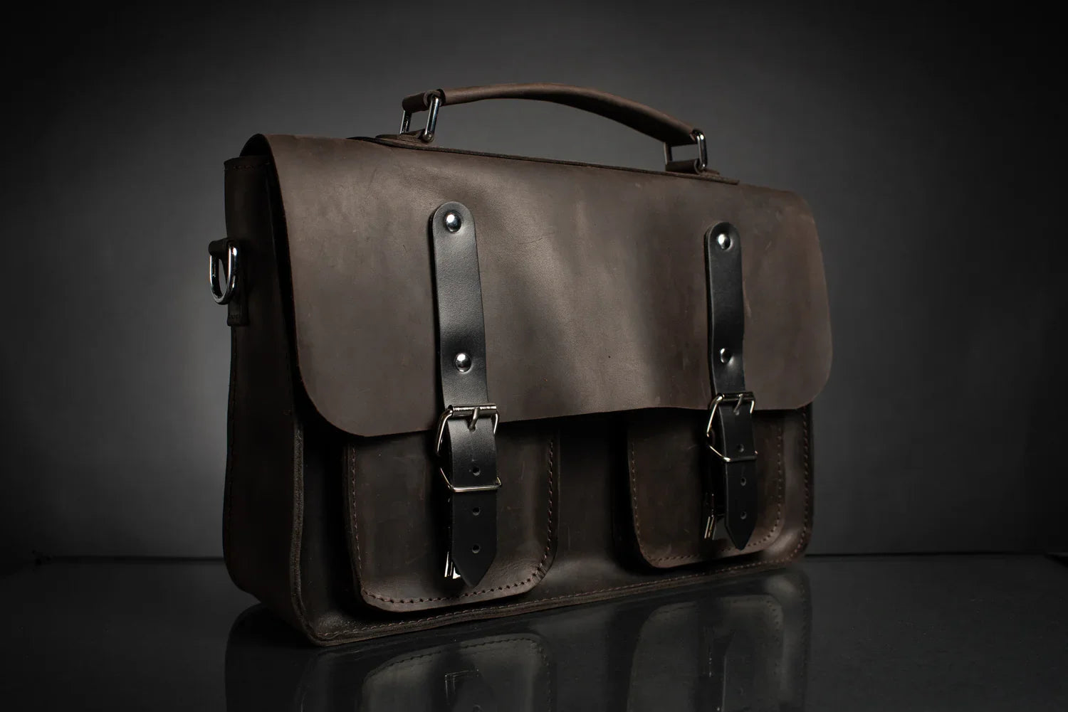 Waxed Matte Leather Satchel Bag | Barrister