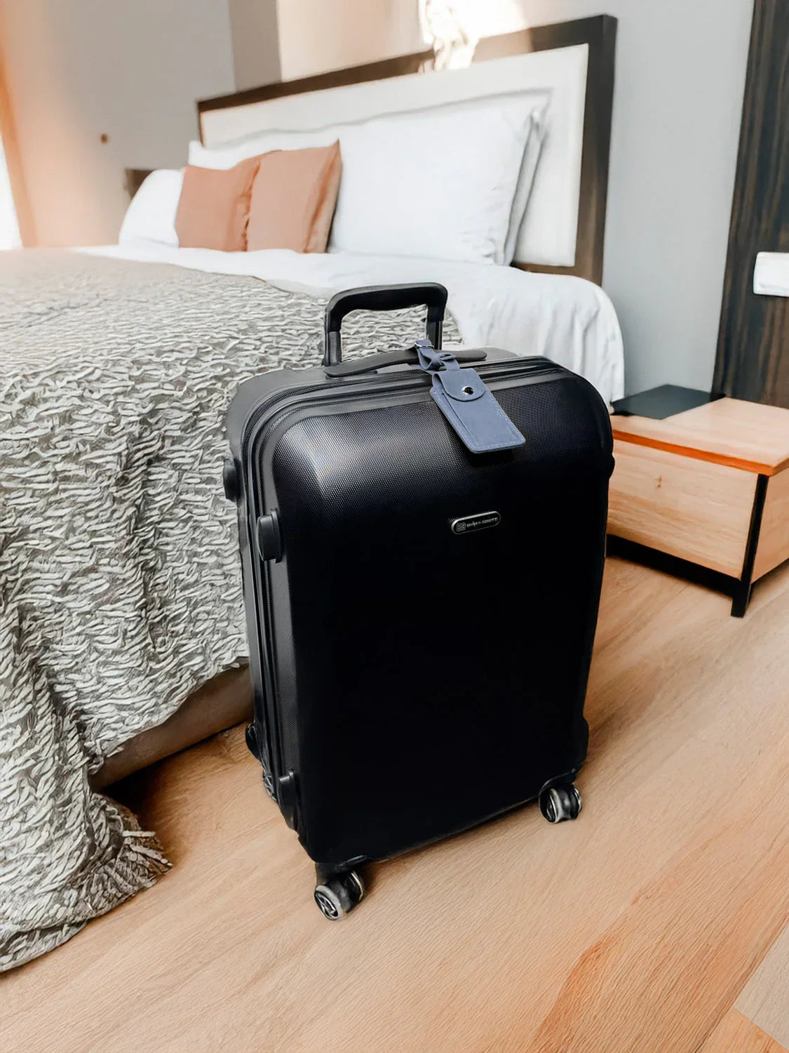 Matte Leather Luggage Tag with Pocket Travel Accessory