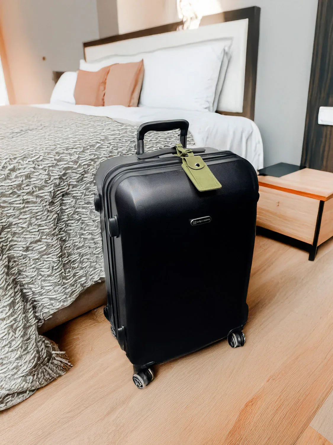 Matte Leather Luggage Tag with Pocket Travel Accessory