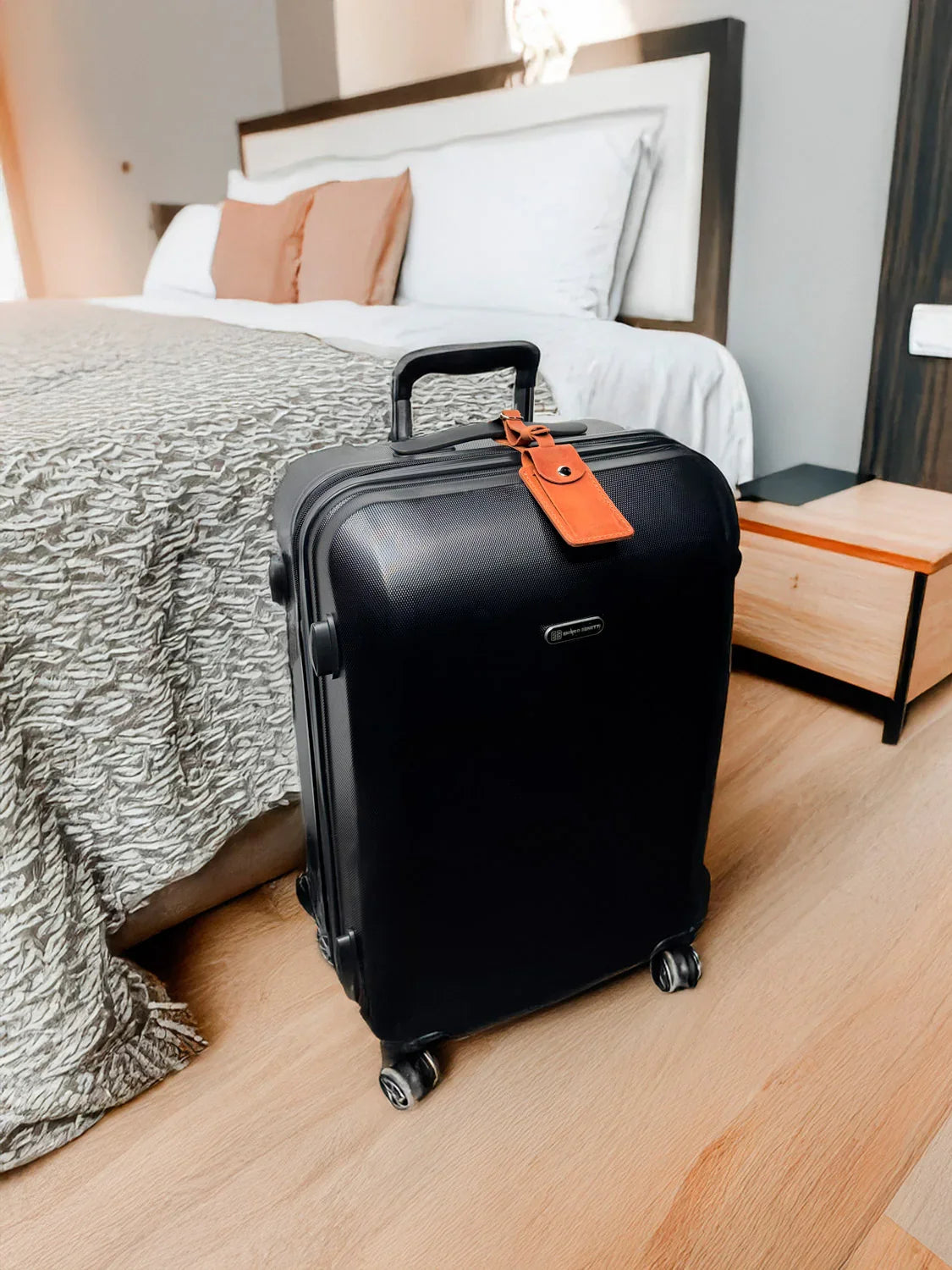 Matte Leather Luggage Tag with Pocket Travel Accessory