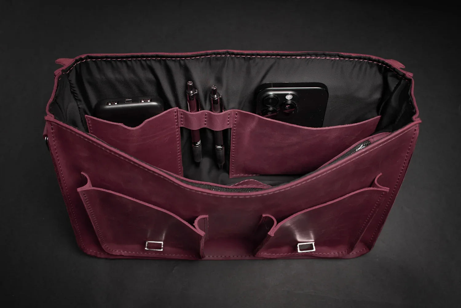 Waxed Matte Leather Satchel Bag | Barrister