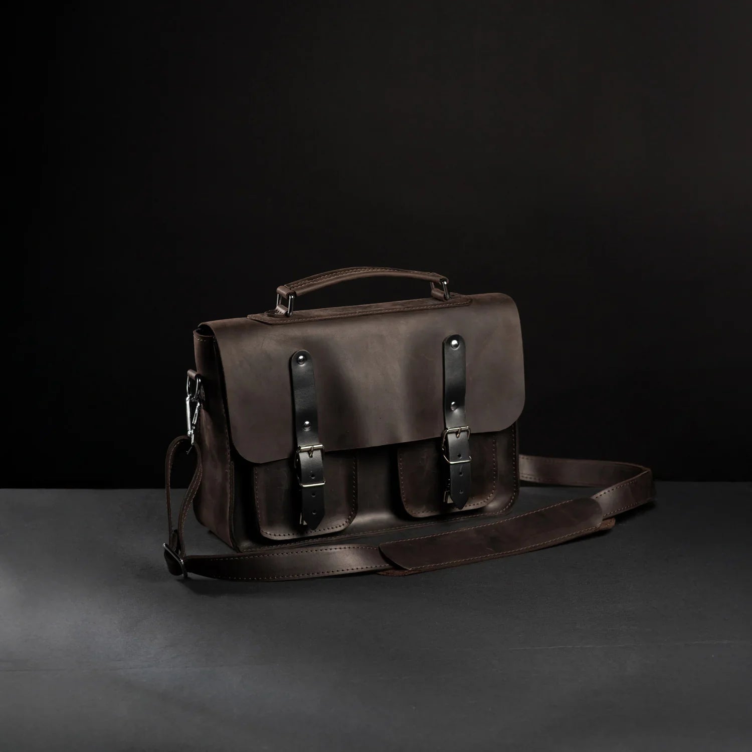 Waxed Matte Leather Satchel Bag | Barrister