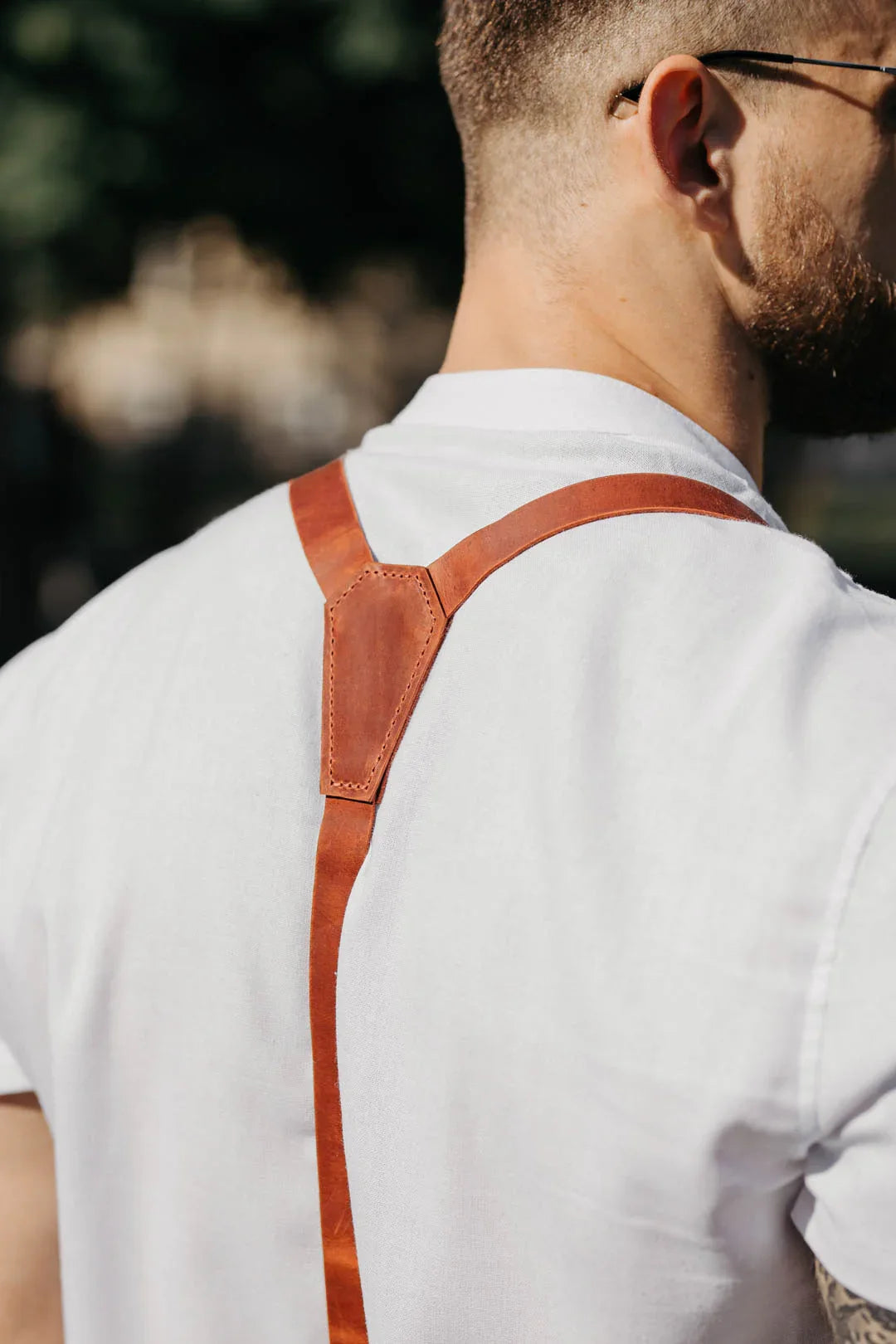 Y-Back Matte Leather Suspenders for Men – Rustic Style