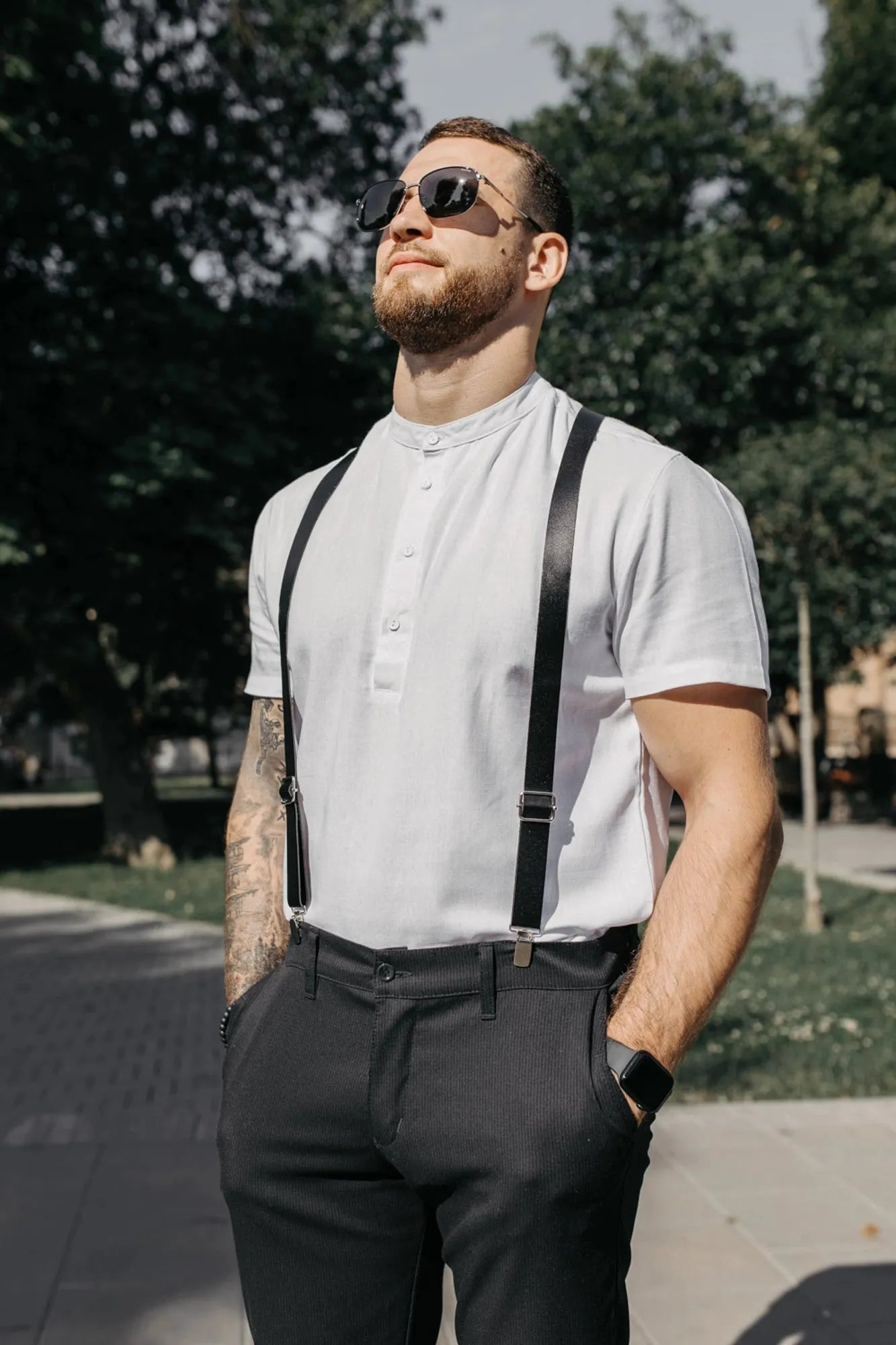 Leather Braces for Men's | Black - Wenderfarer