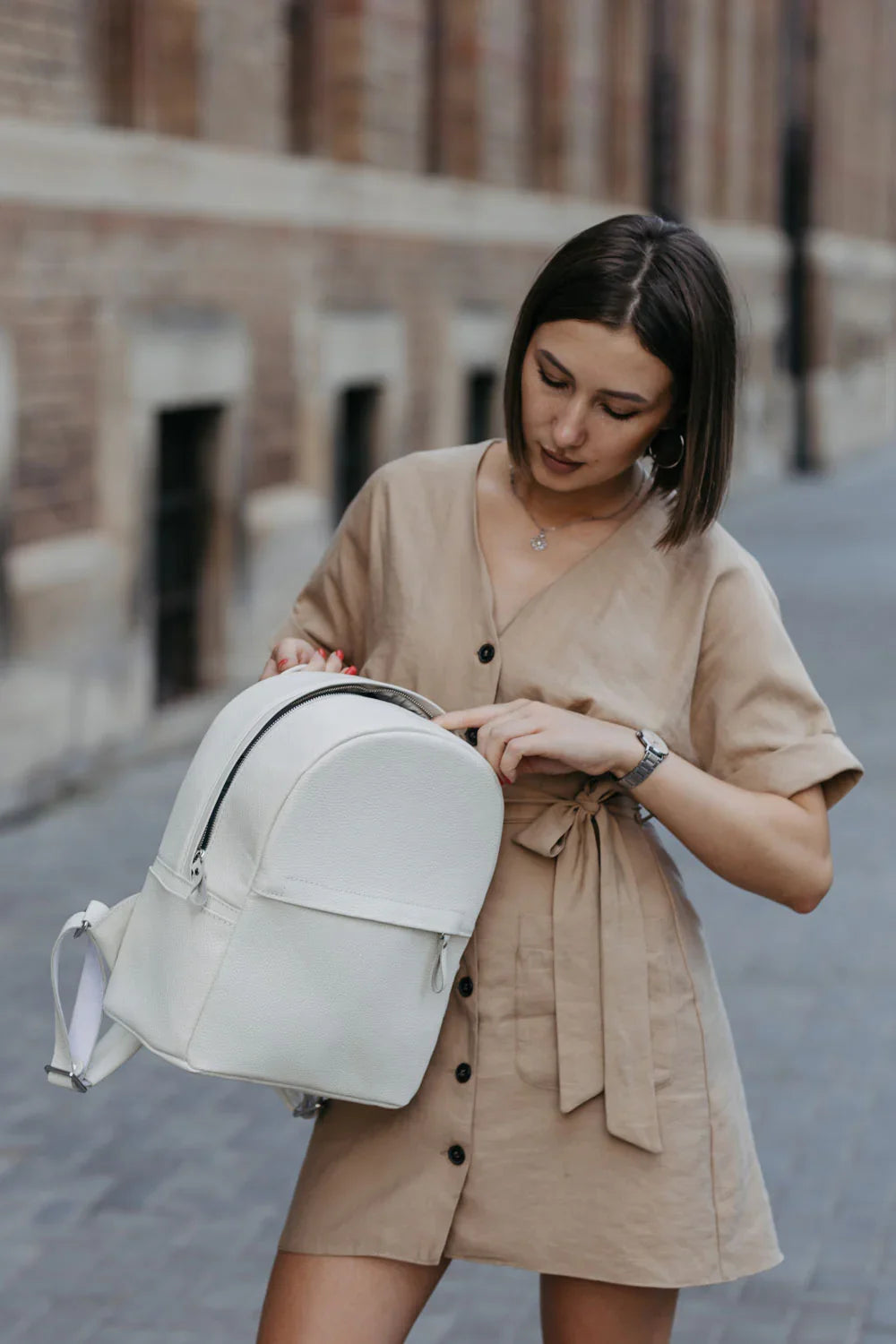Zippered Leather Backpack for Women – Full Grain Craftsmanship