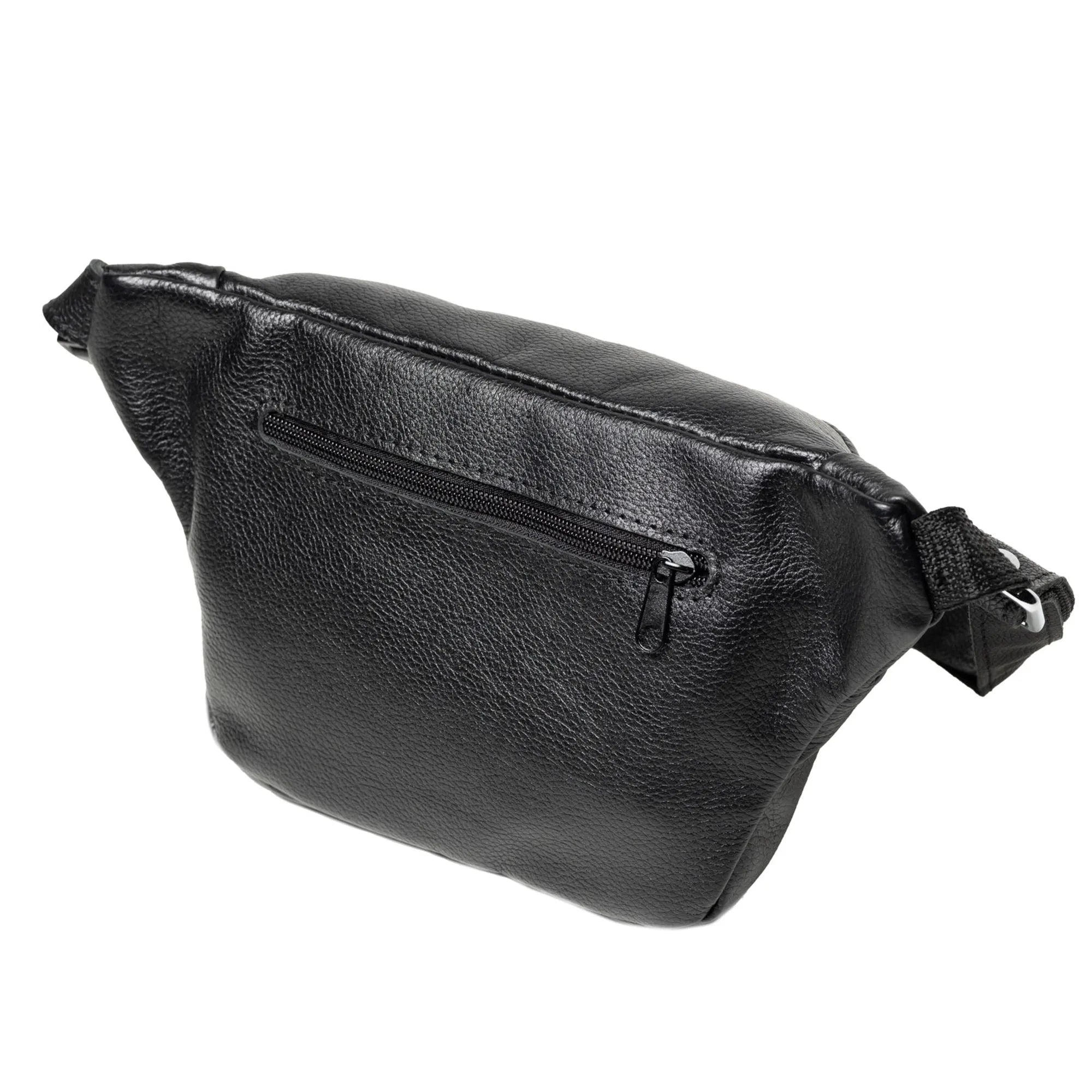 Leather Waist Bag with Zipper | Grainy Black - Wenderfarer