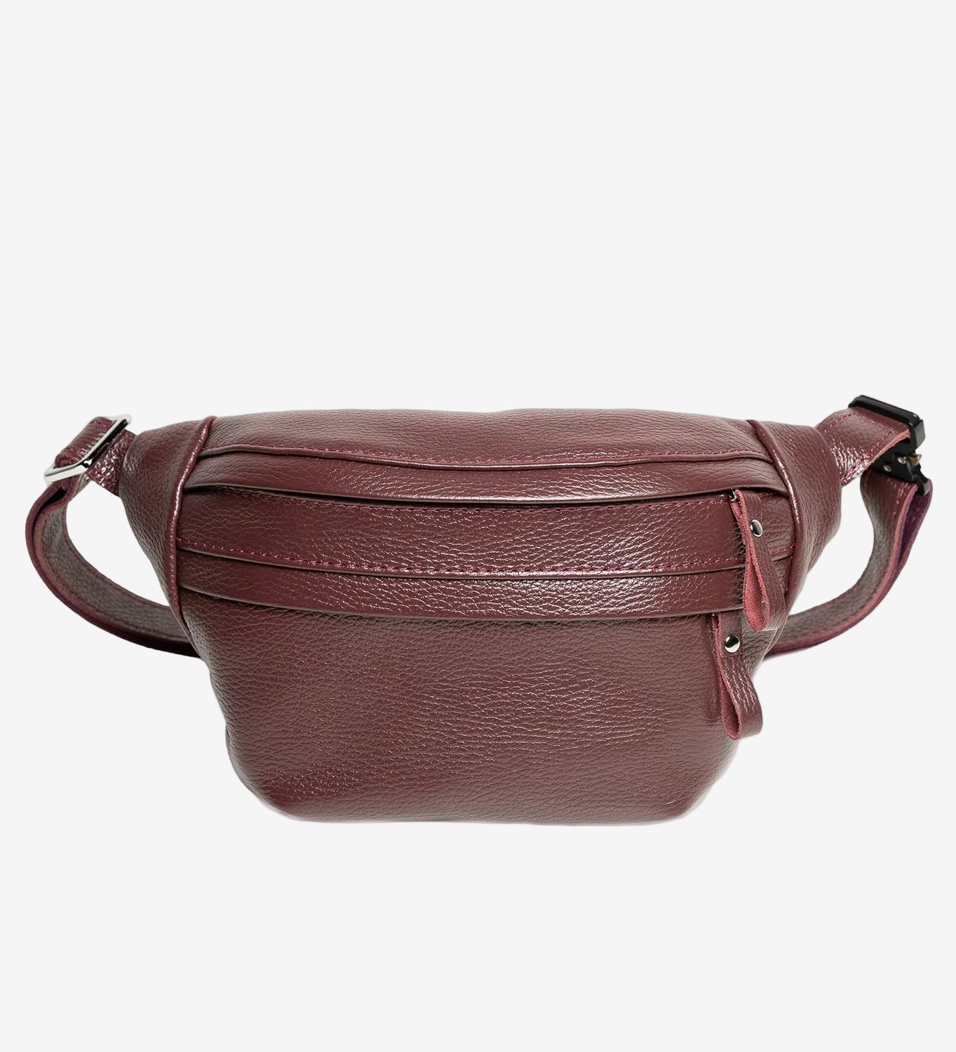 Grainy Leather Waist Bag with Zipper | B-Bag