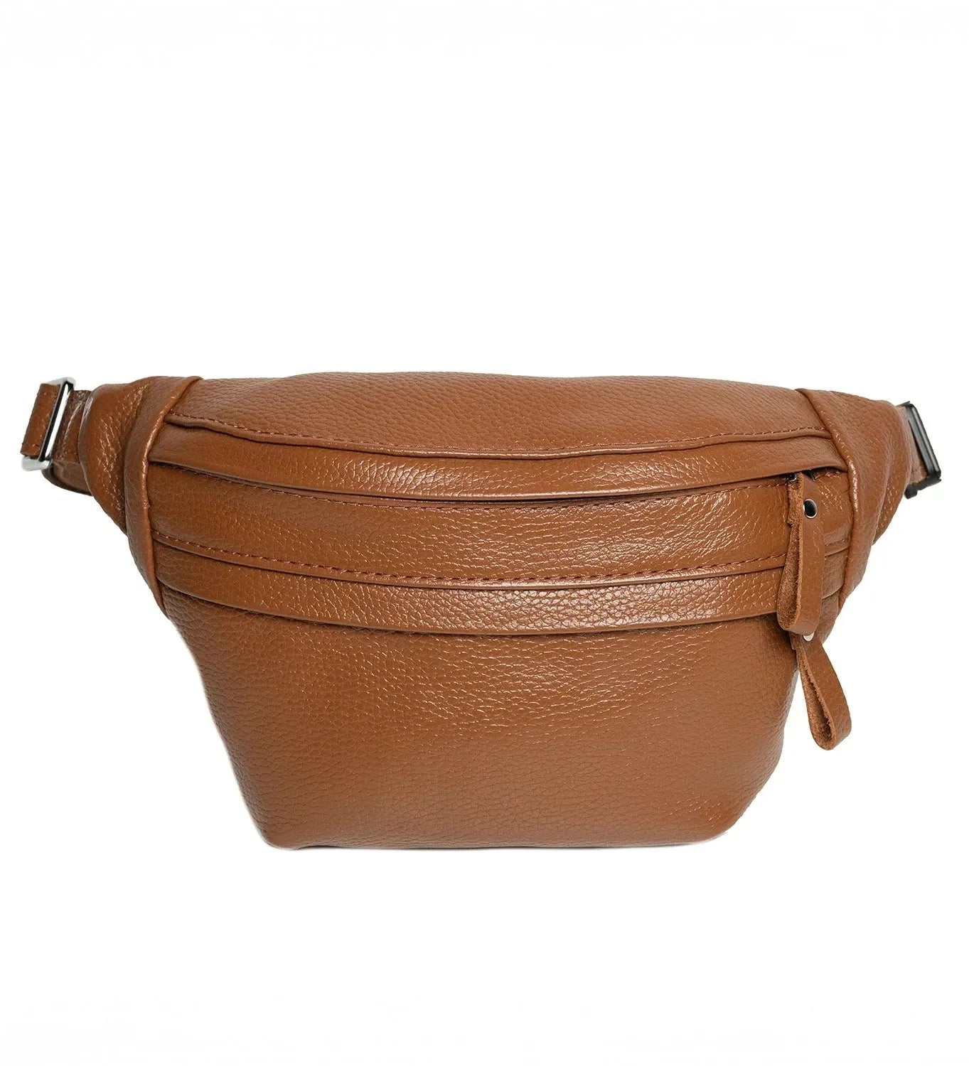 Grainy Leather Waist Bag with Zipper | B-Bag