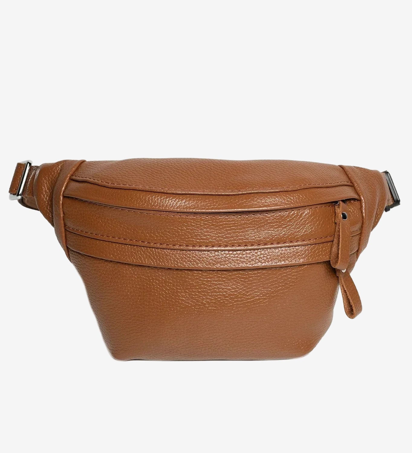 Grainy Leather Waist Bag with Zipper | B-Bag