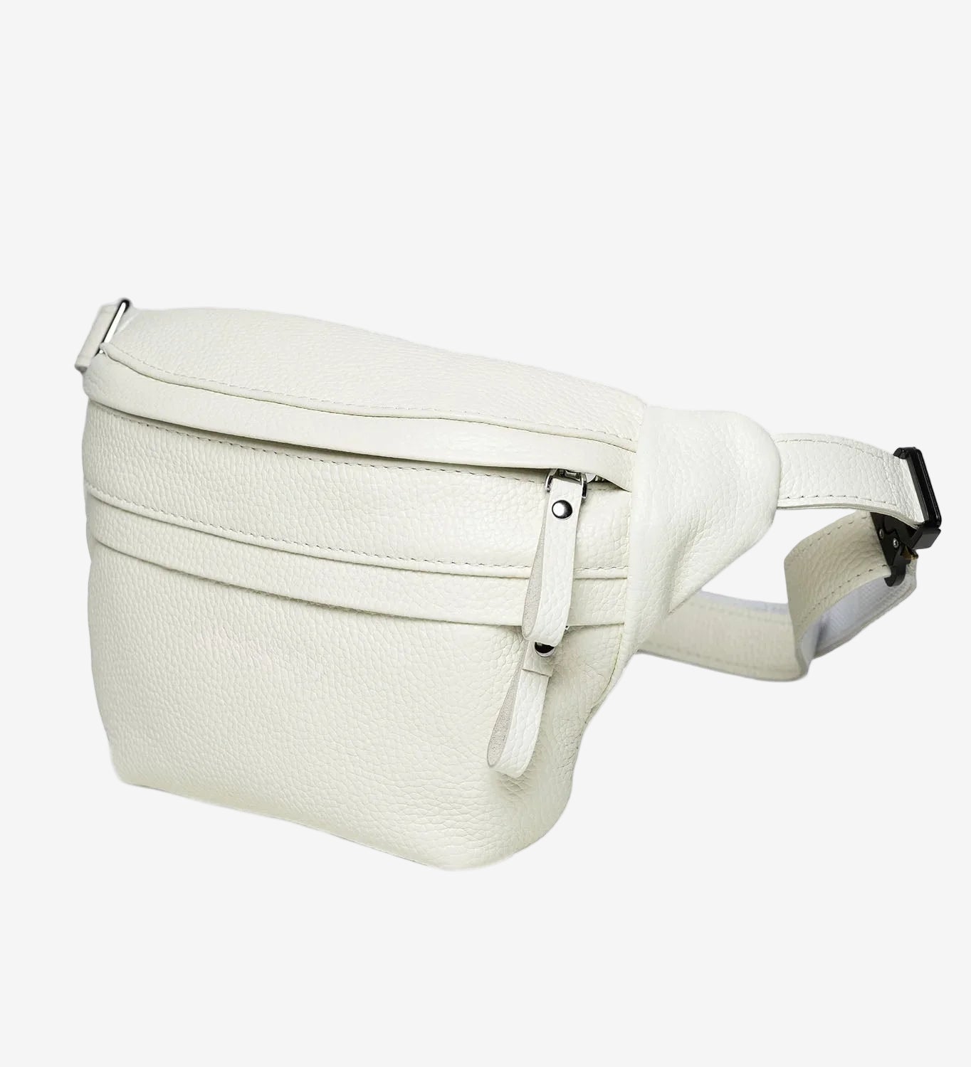 Grainy Leather Waist Bag with Zipper | B-Bag