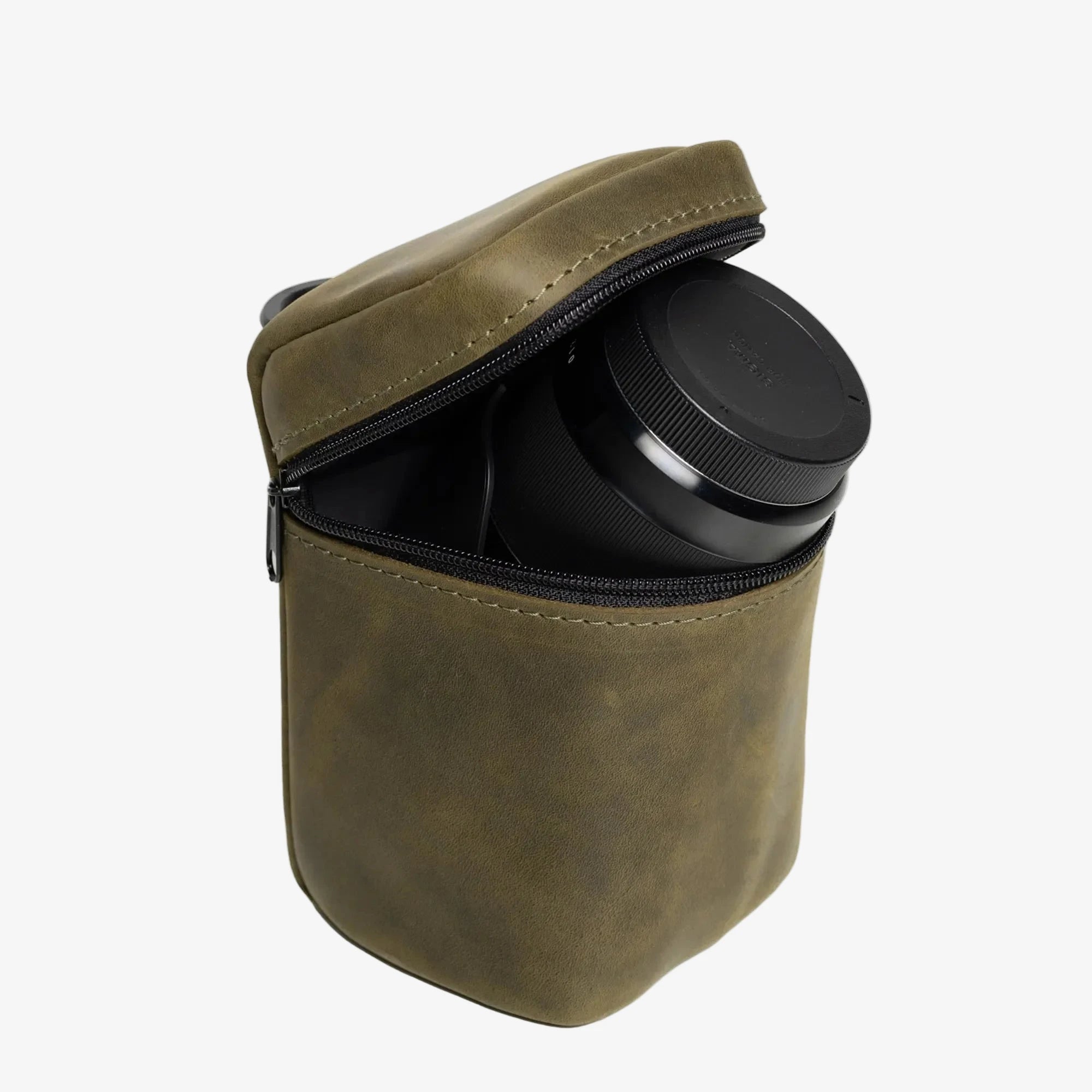 Waxed Matte Leather Camera Lens Pouch – 4 Size Options