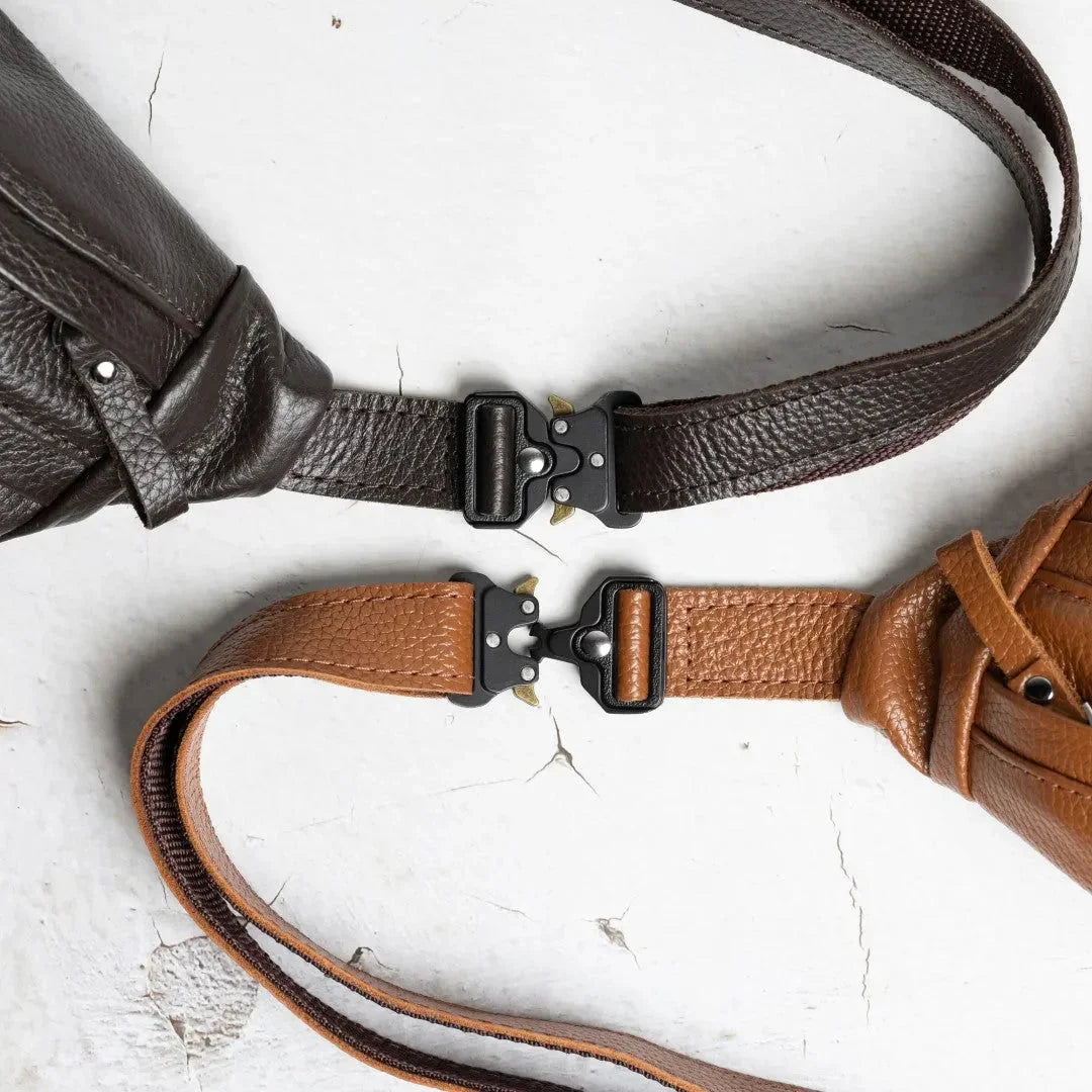 Grainy Leather Waist Bag with Zipper | B-Bag