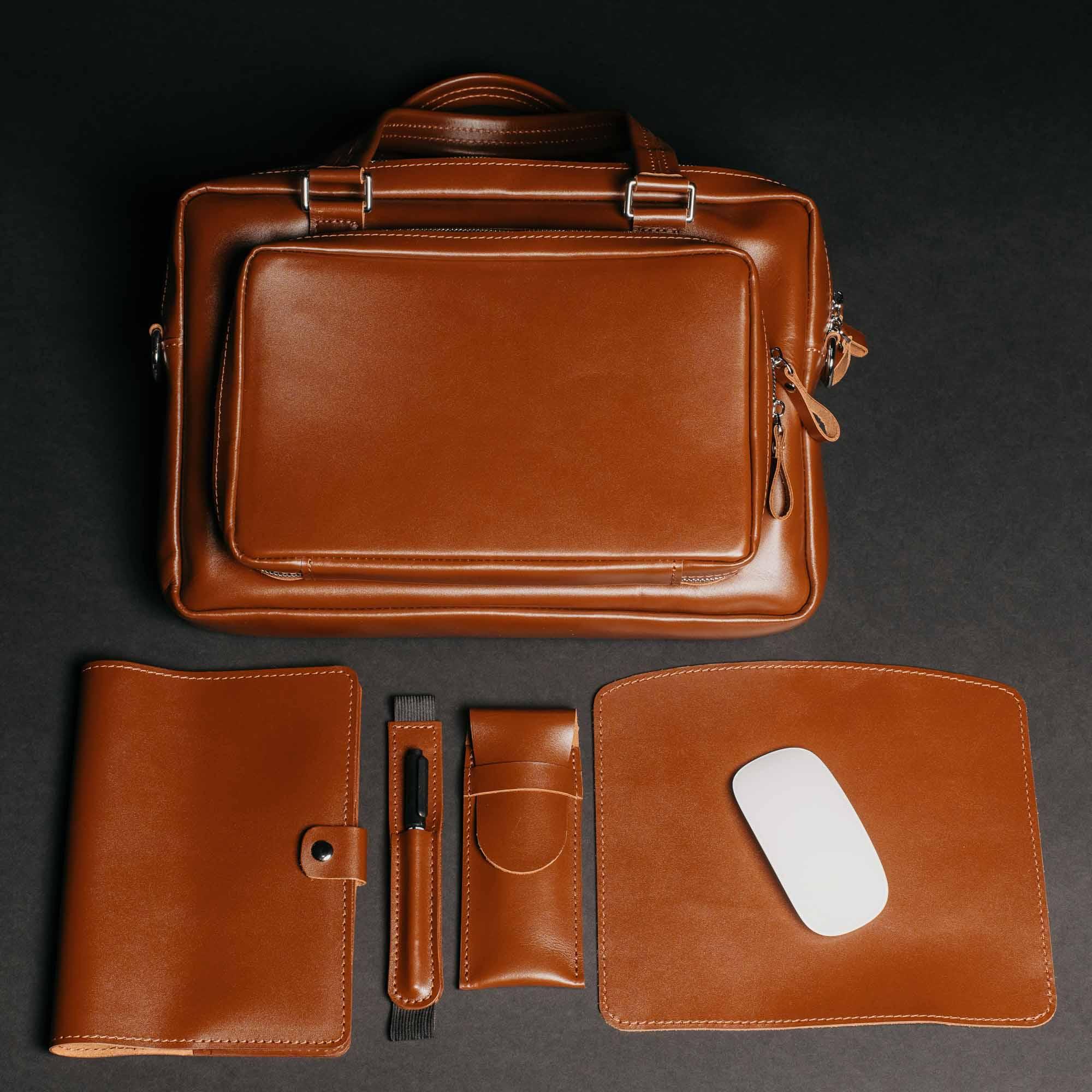 Business Leather Set – Briefcase & Notebook Cover with Practical Gifts